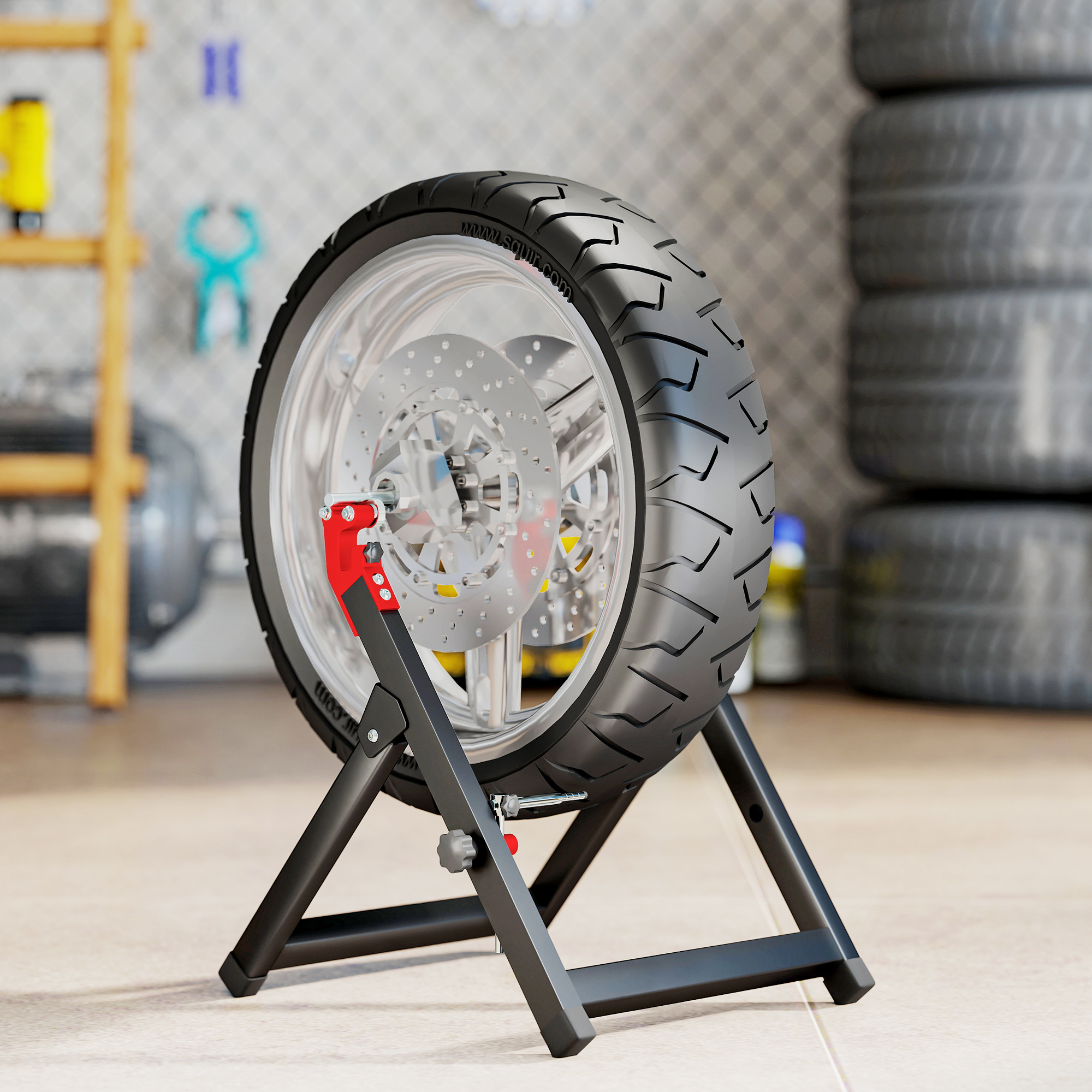Foldable Motorcycle Wheel Balancer Truing Stand With Spoke Wrench, Steel Bike