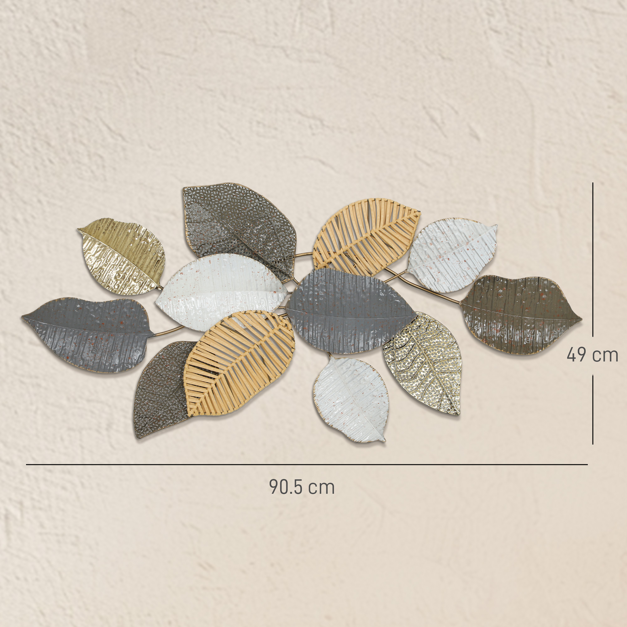 Metal wall art, modern hanging wall decor with unique leaf