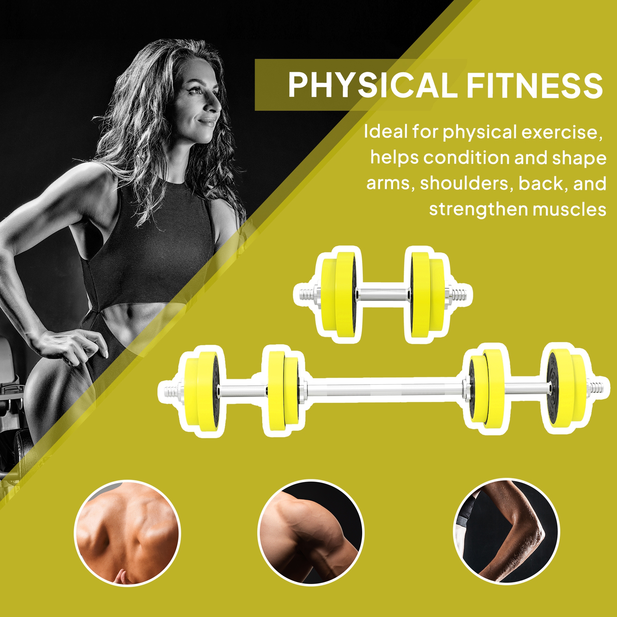 20KGS 2-en-1 haltère et haltère ensemble réglable force exercice musculaire plaque – Image 5