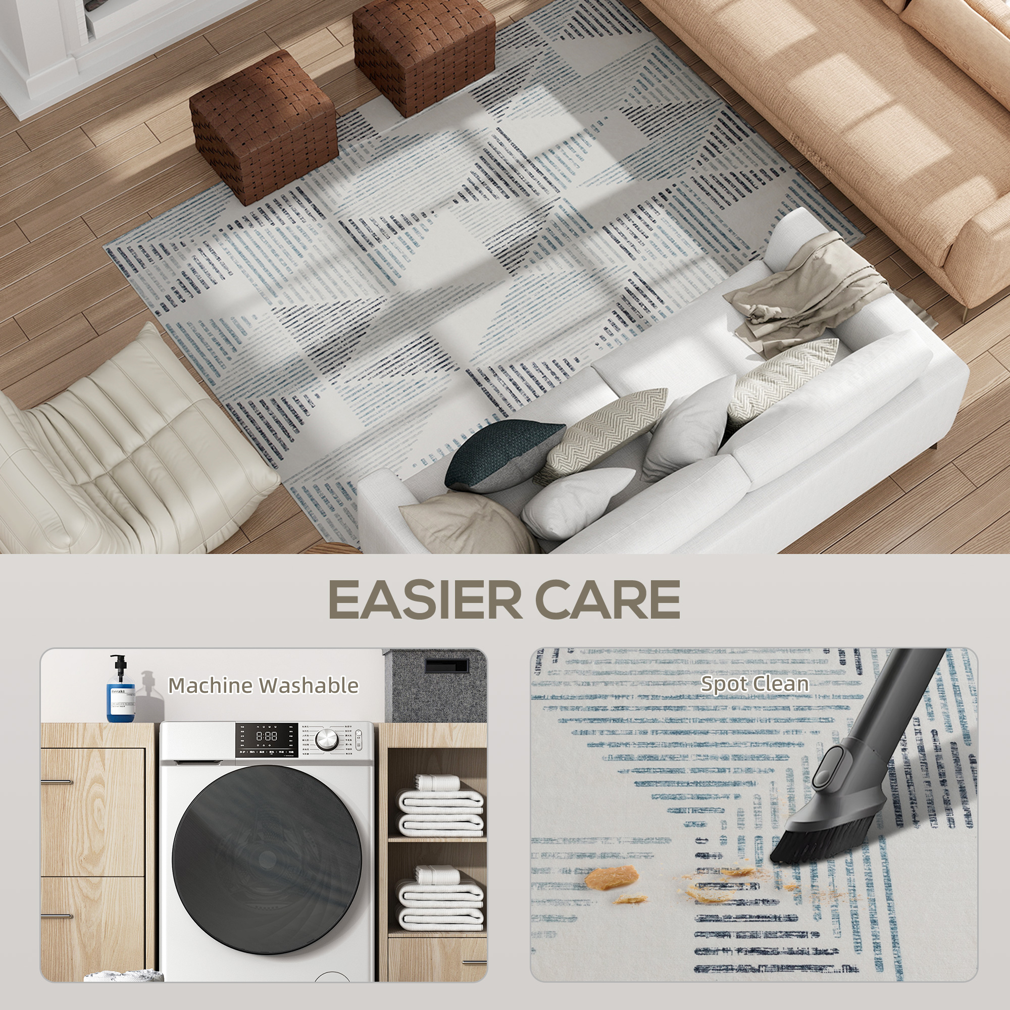 Modern Area Rug, Geometric Pattern Non-Slip Washable Rug, Soft Floor Carpet For Living Room, Bedroom, Dining Room, Home Office, 230 X 160 Cm, Multi-Coloured