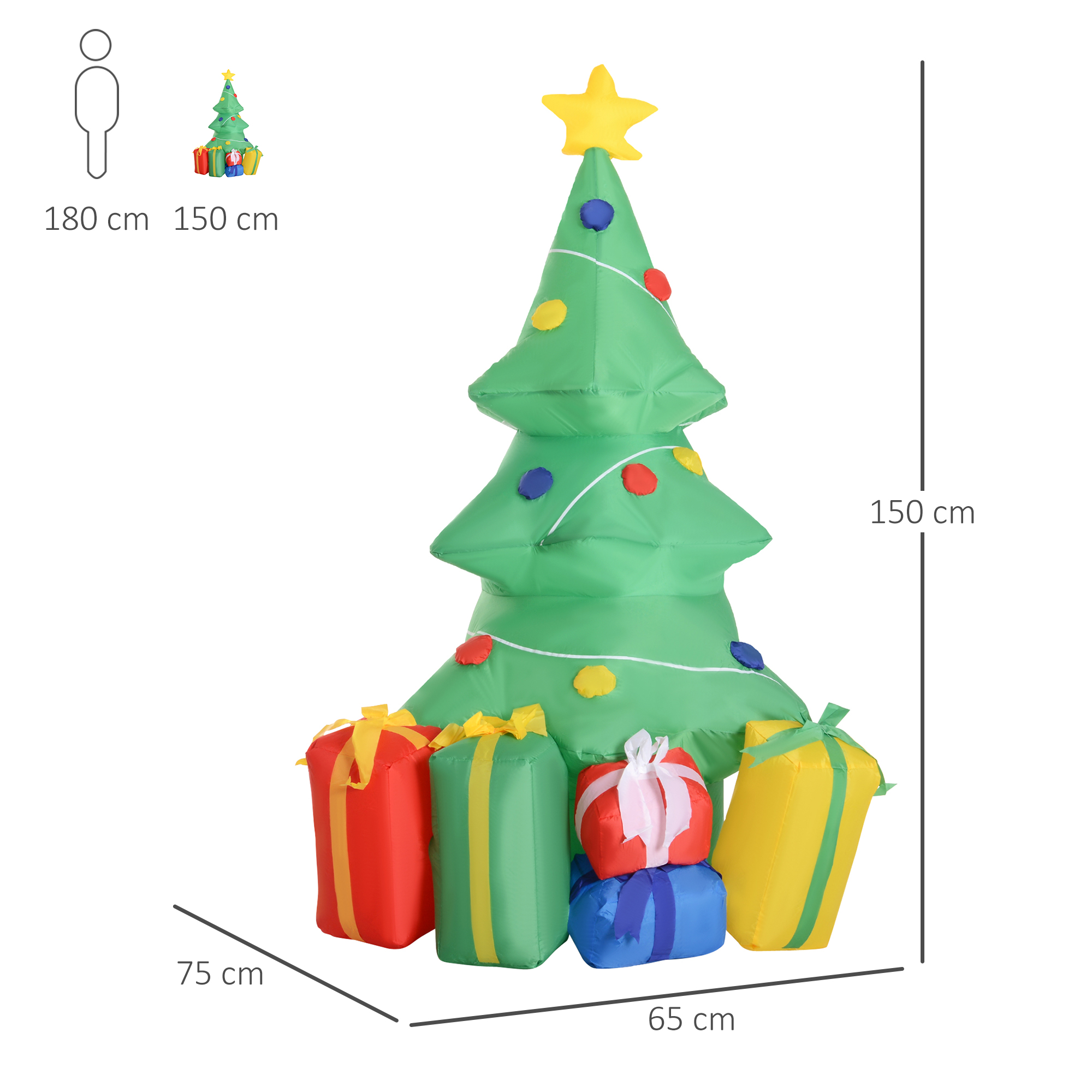 5ft Inflatable Christmas Tree Xmas Air Blown Holiday