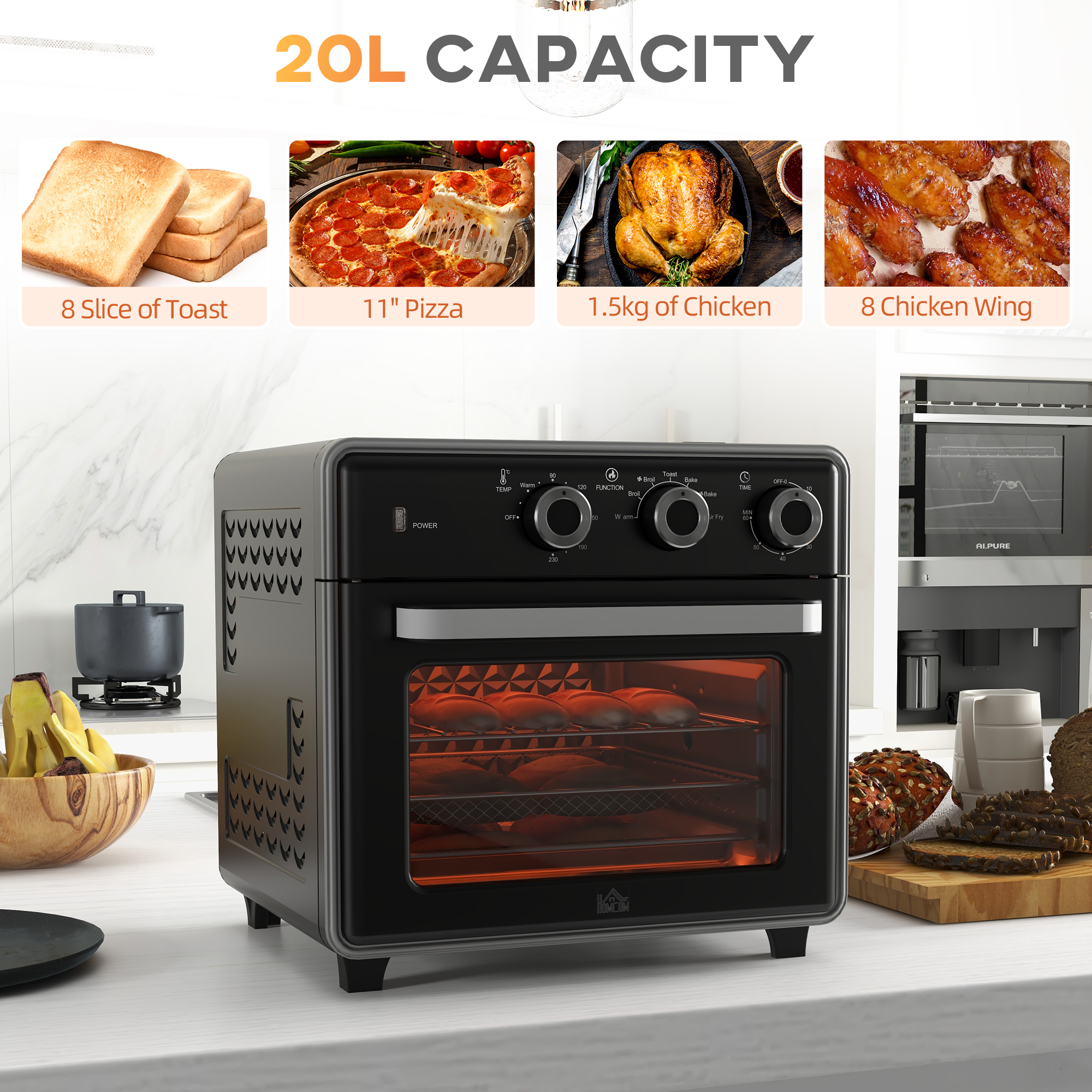 20l 90-230℃ mini convection oven, with air fry function -