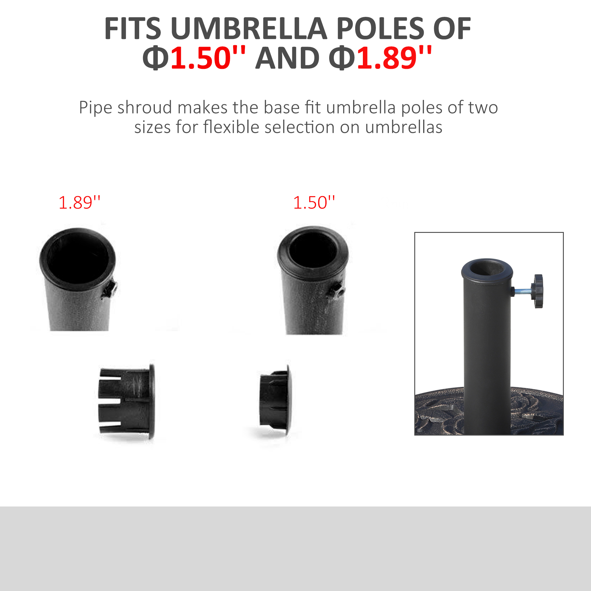 18″ 20 lbs Round Resin Umbrella Base Stand Market Parasol Holder with Decorative Rose Floral Pattern & Easy Setup, for Φ1.5″, Φ1.89″ Pole, for Lawn, Deck, Backyard, Garden, Bronze
