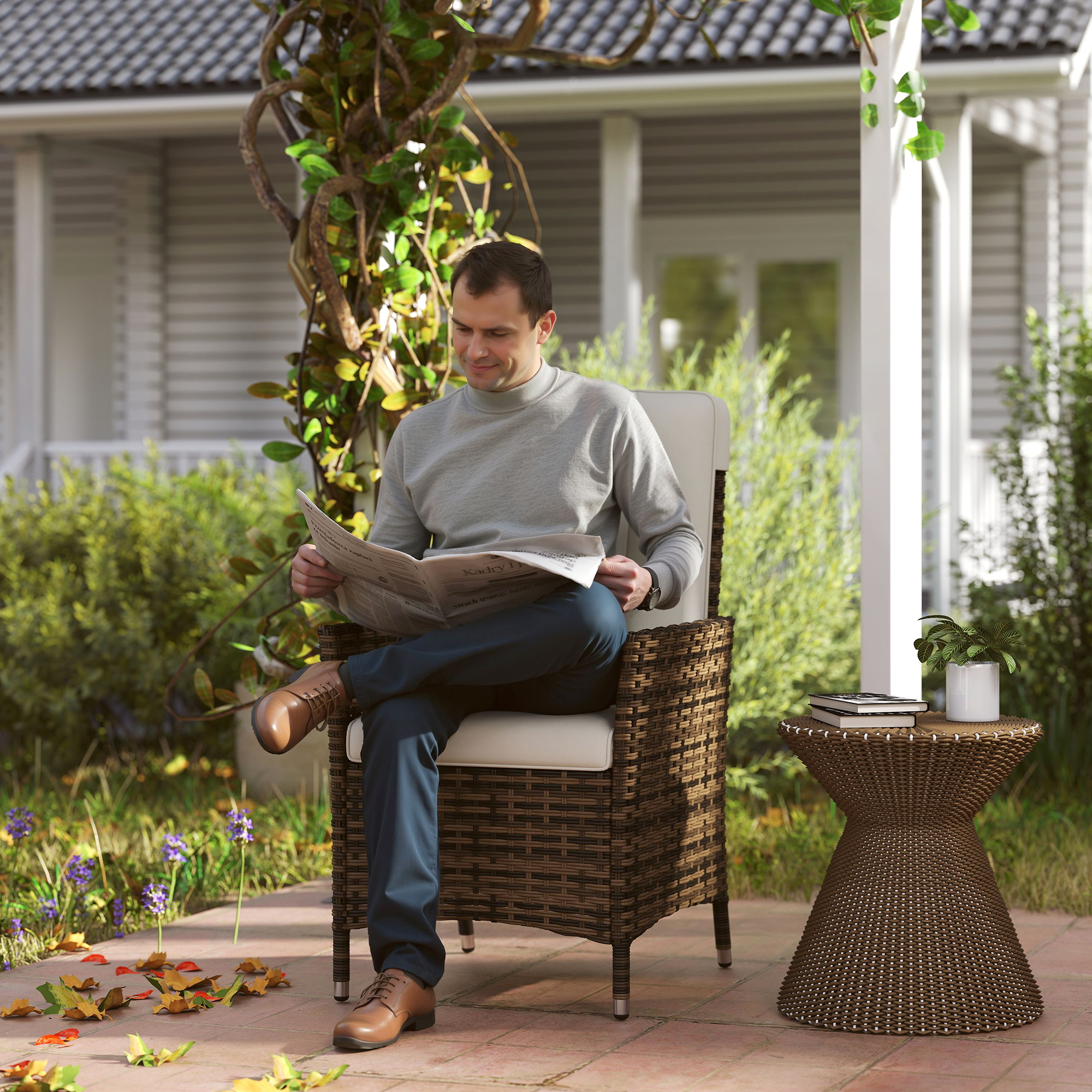 Transform Your Space with this Cream Rattan Recliner
