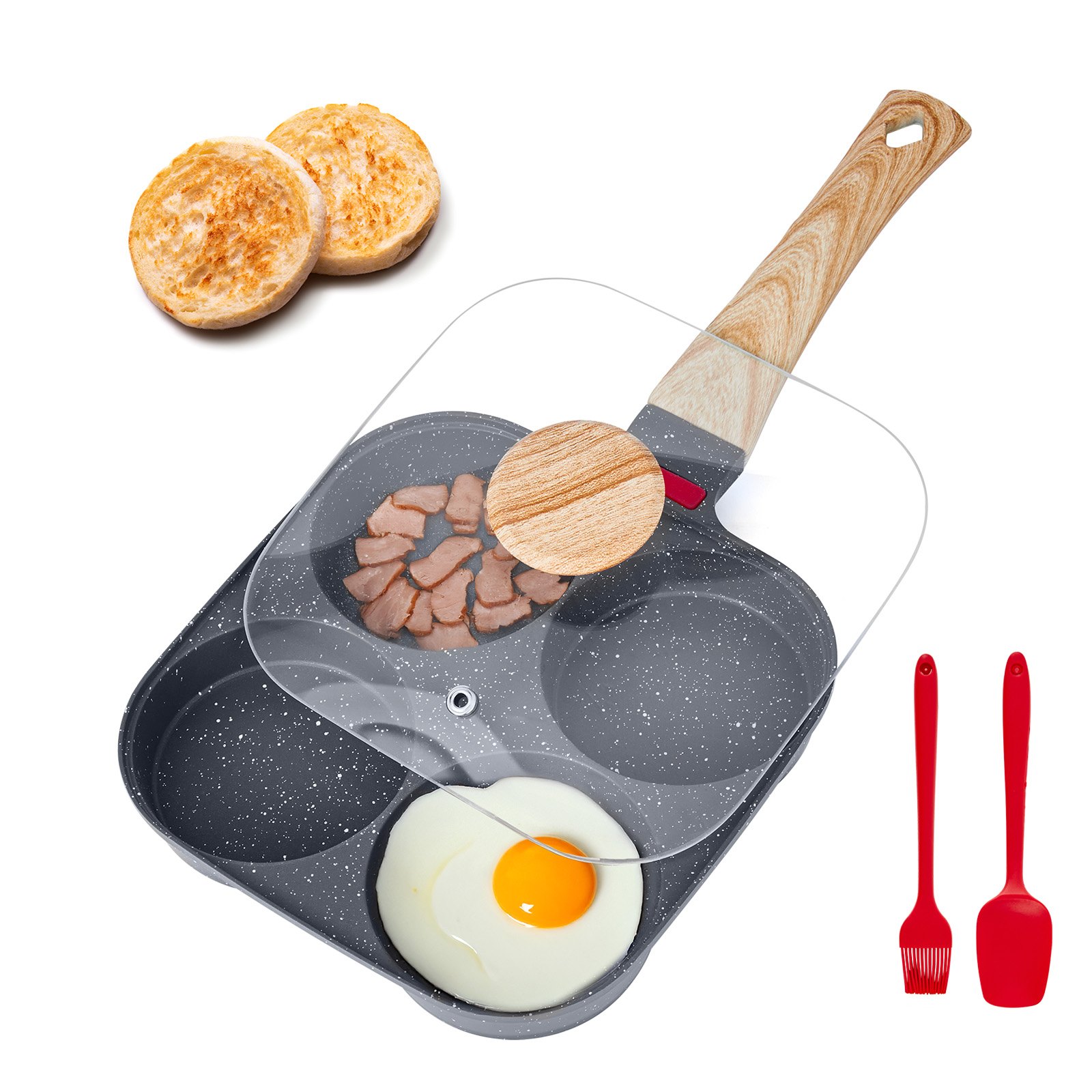 4-Cup Nonstick Egg Frying Pan Aluminum Breakfast Skillet