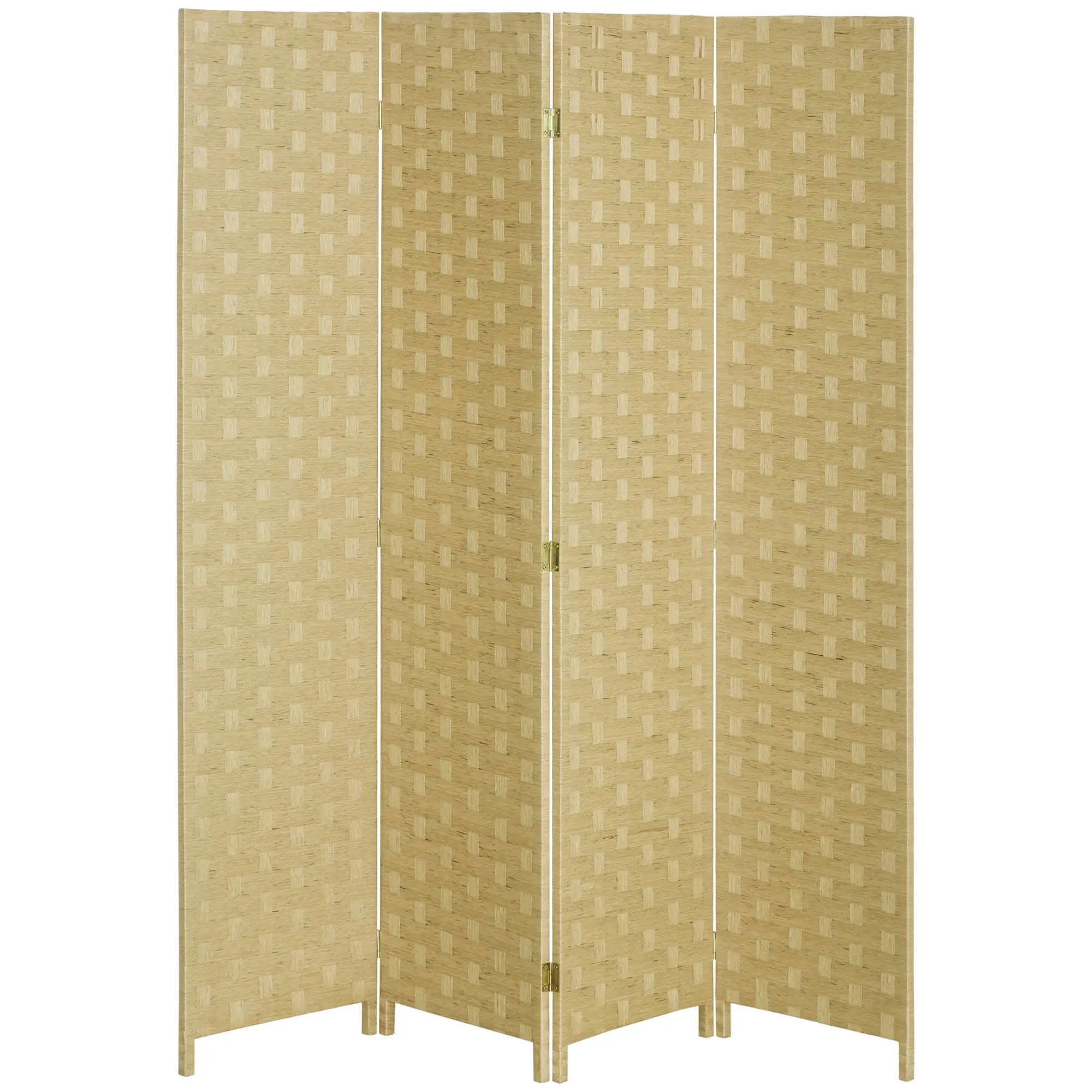4-Panel Room Dividers, Wave Fibre Freestanding Folding Privacy Screen Panels, Partition Wall Divider For Indoor Bedroom Office, 170 Cm, Brown
