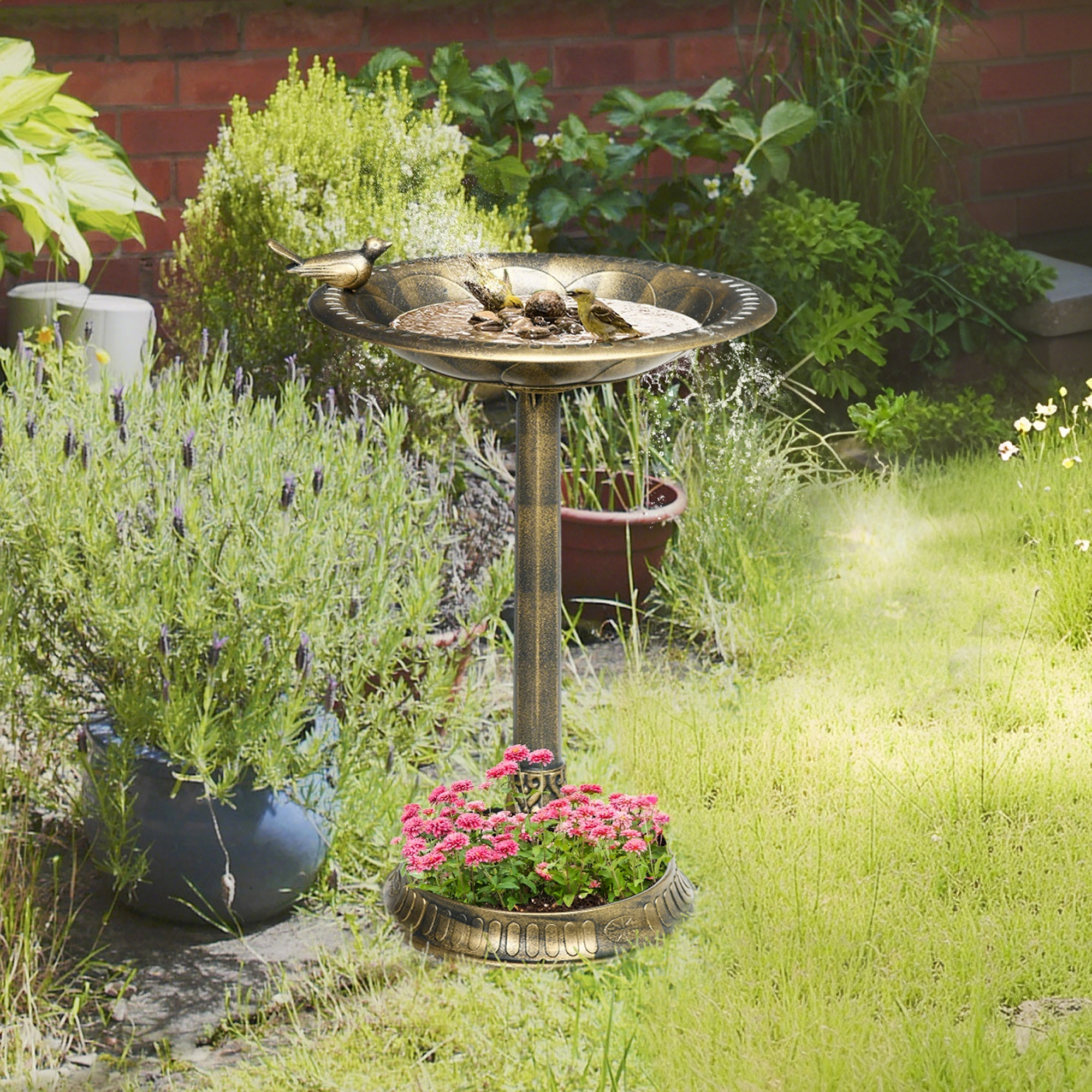 72cm Tall Antique Bird Bath For Garden, Vintage Birdbath