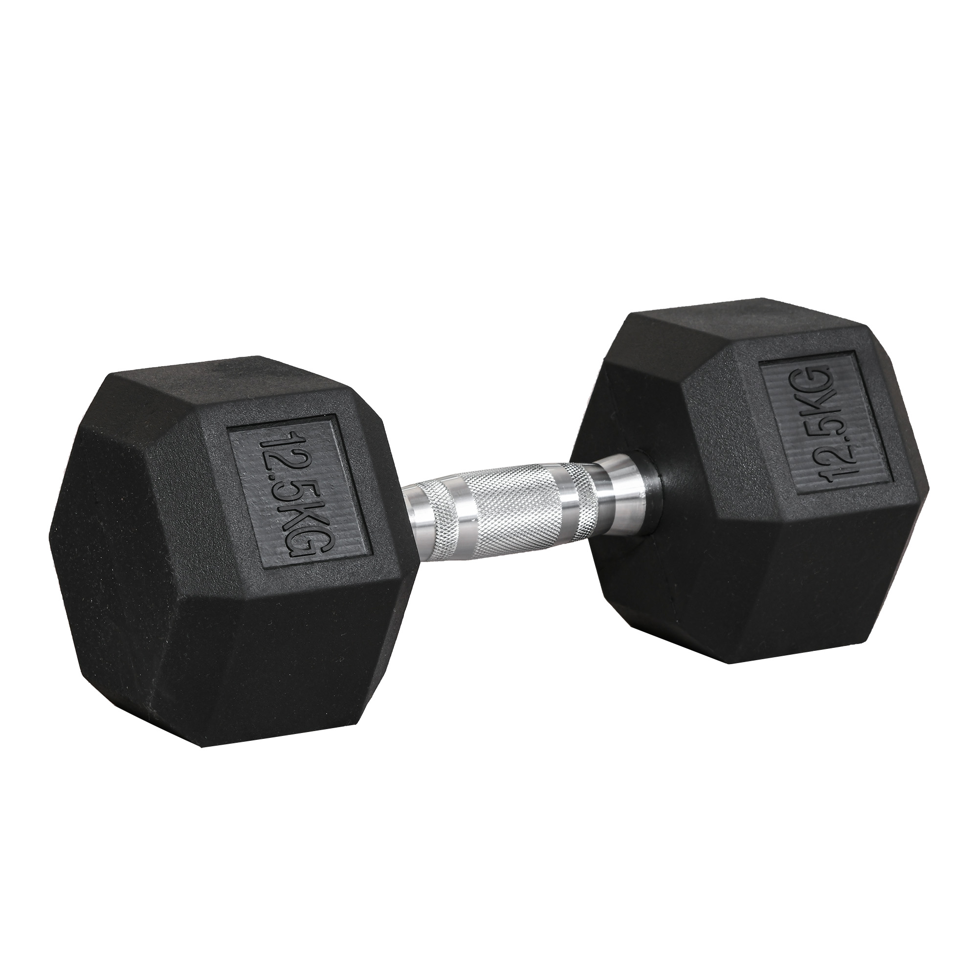 Haltère hexagonal en caoutchouc simple de 12.5KG, poids à main portable