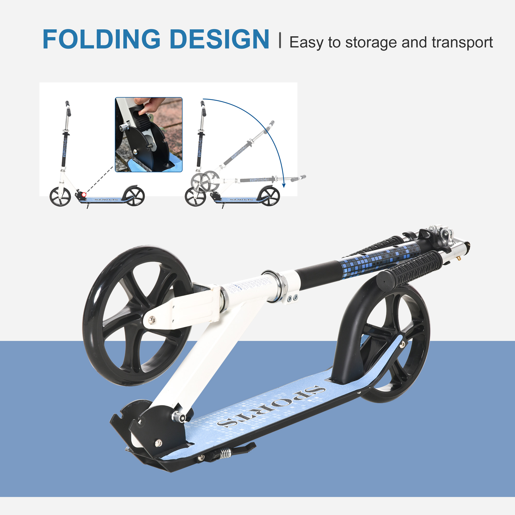 Folding Kids Kick Scooter Ride On Toys-Blue