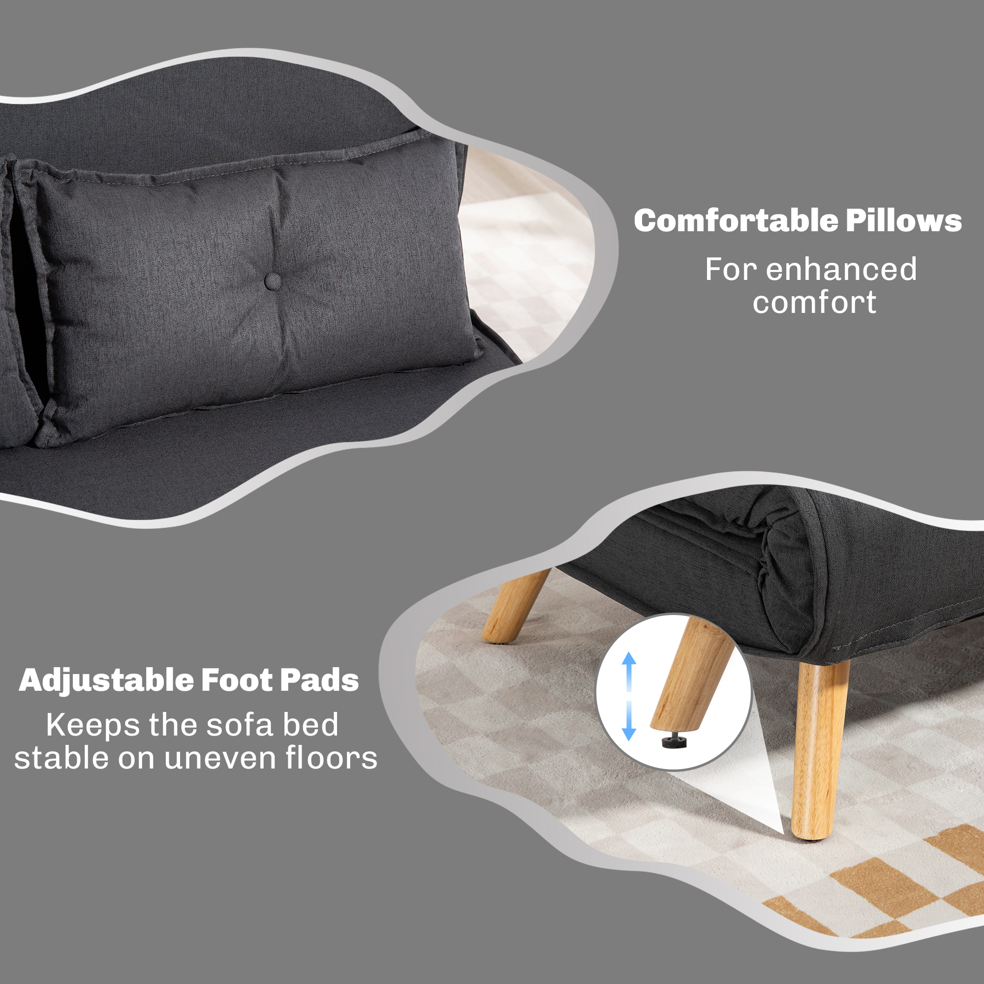 Two-Seater Linen-Look Sofa Bed - Charcoal Grey 5187aef0 9272 45ca A157 23f80d4a108e