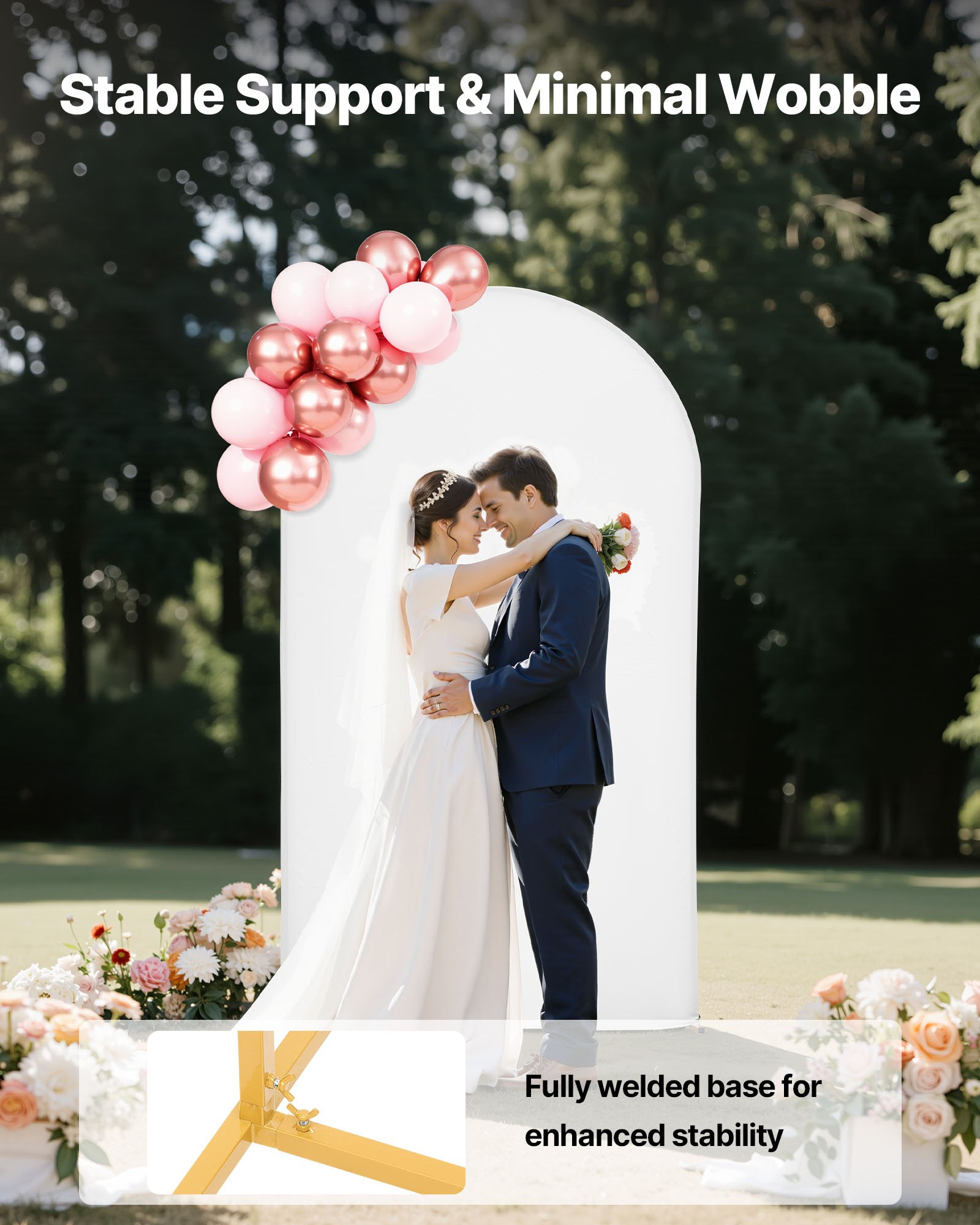 Arch Backdrop Stand, 7.2 X 4 Ft, Stable Structure, Easy Assembly, 1 Piece Gold Metal Arch Backdrop Stand With Cover For Wedding, Birthday Party, Holiday Celebration, And Ceremony Decoration image 4