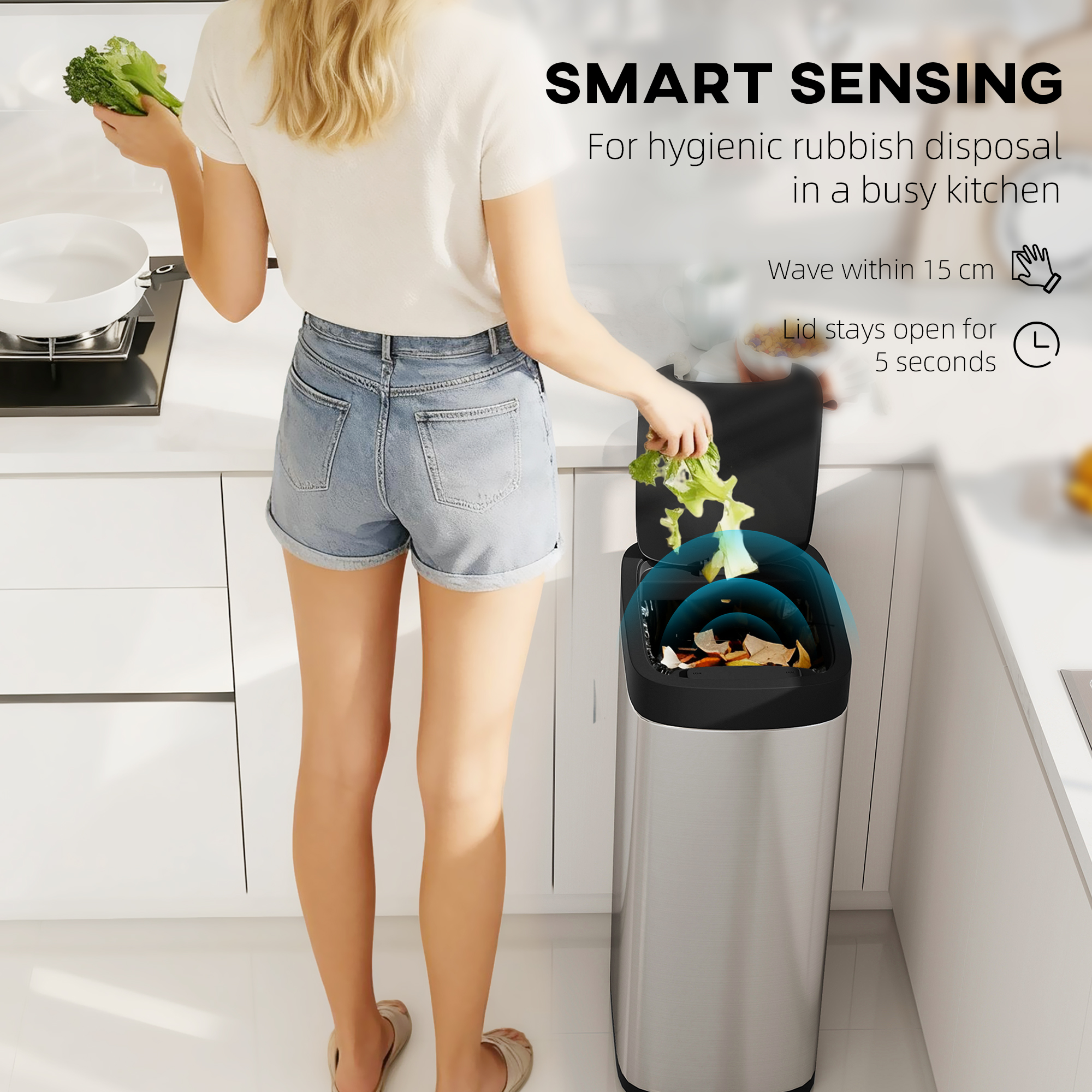 50l sensor bin, automatic kitchen bin, manual override,