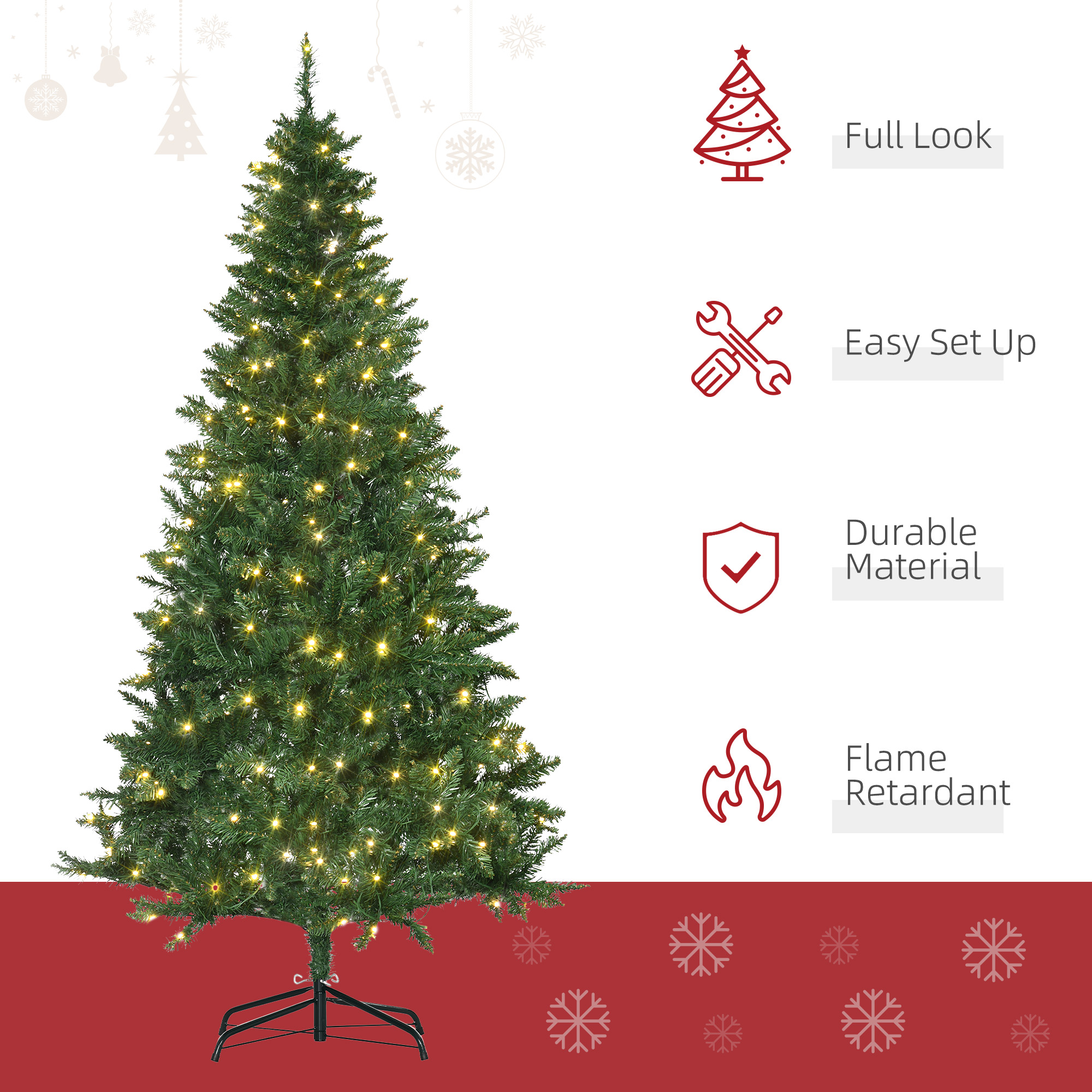 6FT Christmas Tree Warm White LED Light Holiday Home