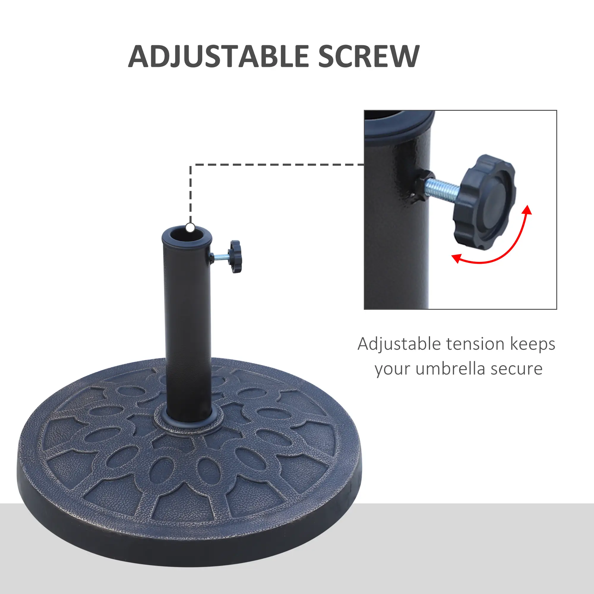 18" 26 lbs Round Resin Umbrella Base Stand Market Parasol Holder with Beautiful Decorative Pattern & Easy Setup, for Φ1.5", Φ1.89" Pole, for Lawn, Deck, Backyar