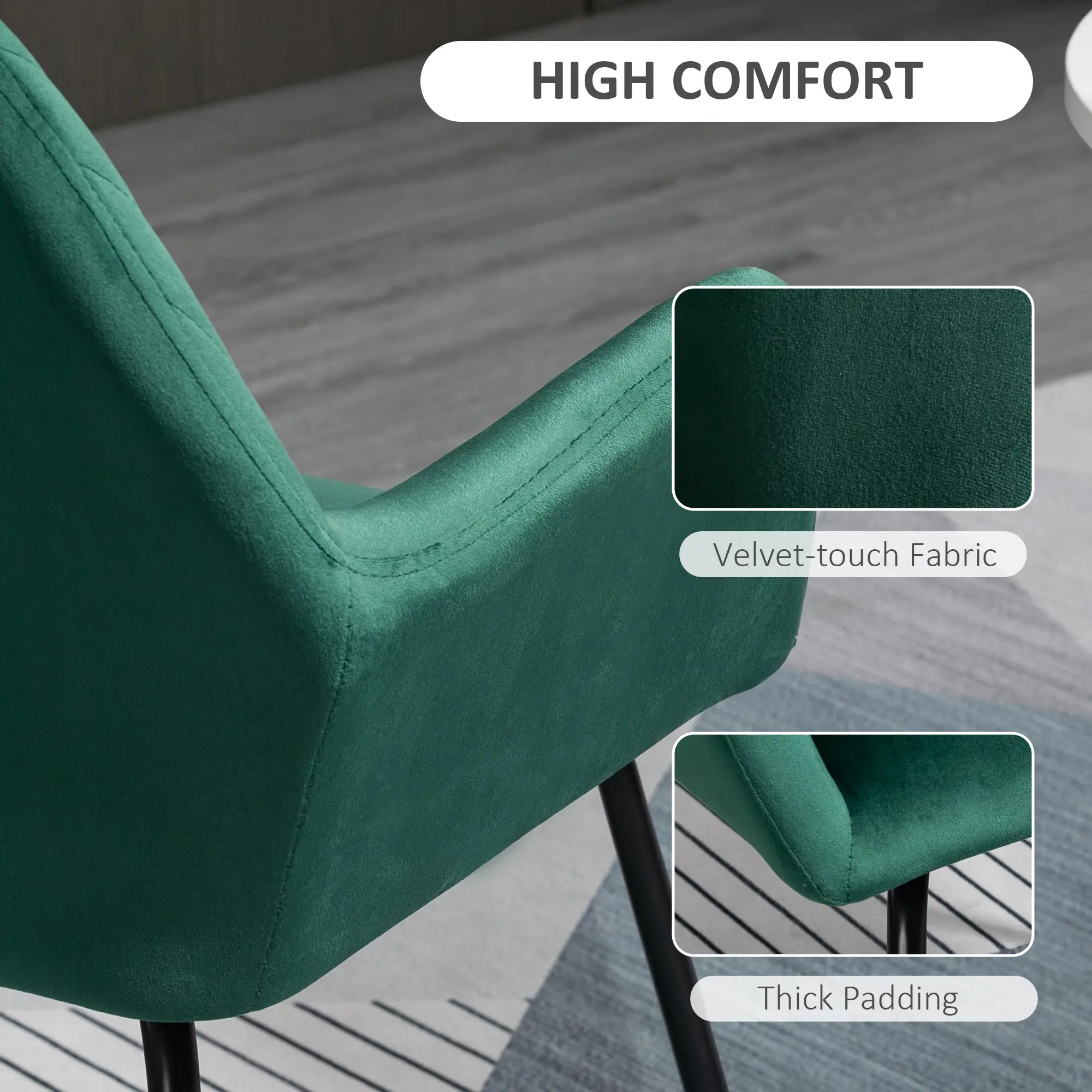 Modern Arm Chair Upholstered Accent Chair With Metal Base For Living Room Green