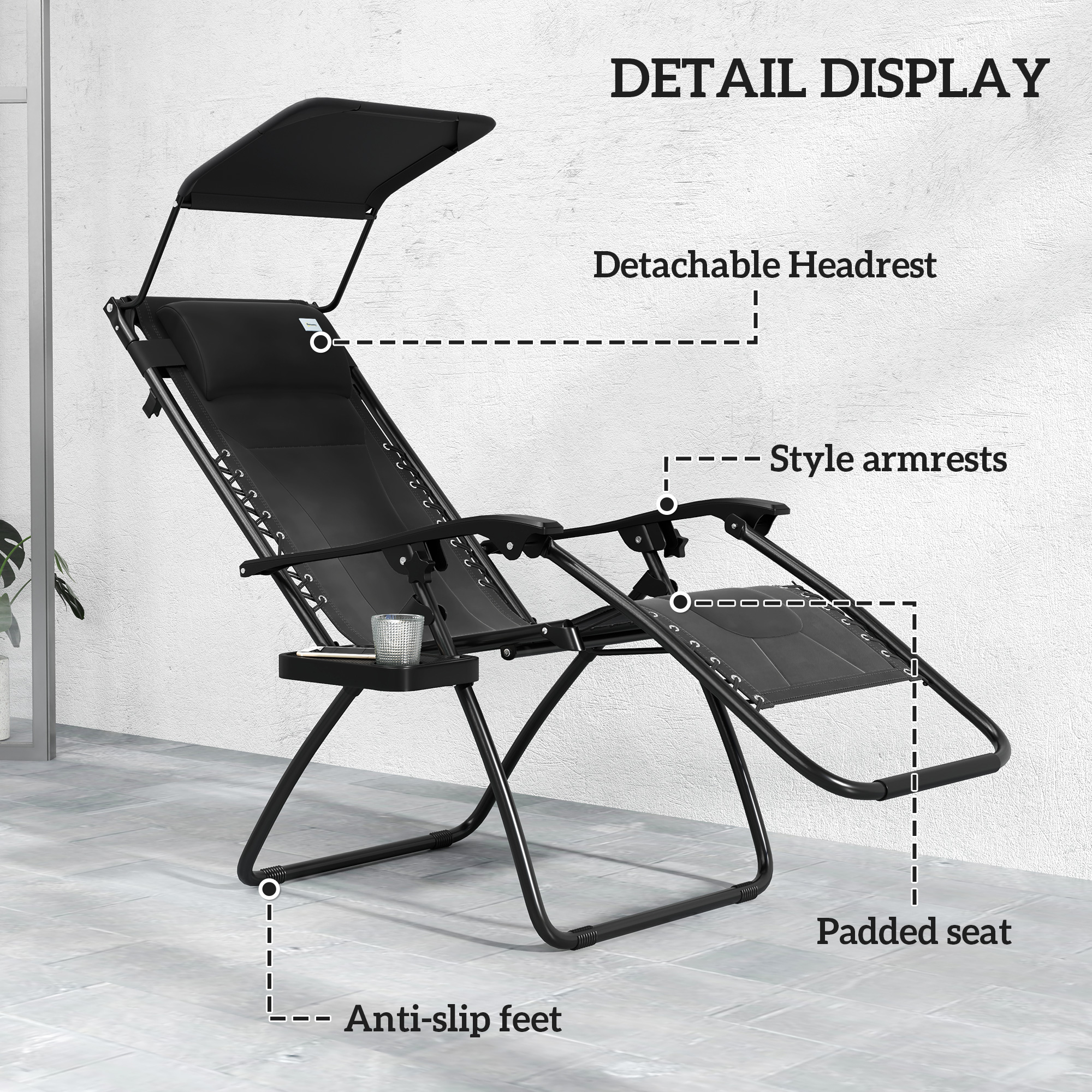 Zero gravity lounger chair set of 2, folding reclining