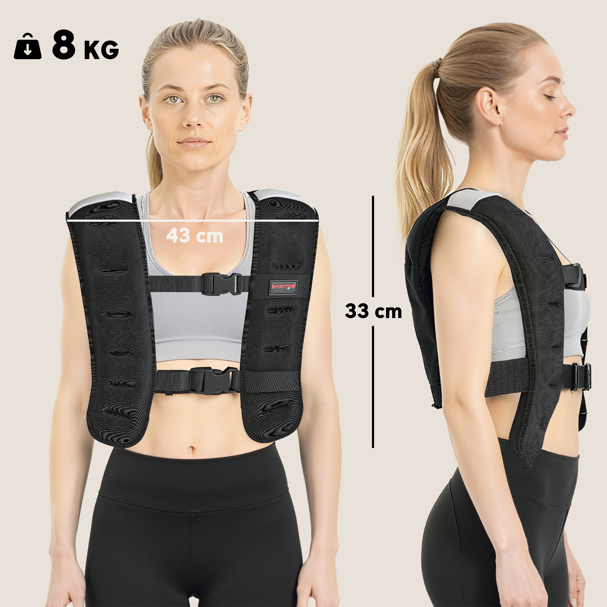 SPORTNOW Weighted Vest, 8 Kg Weight Vest With Adjustable