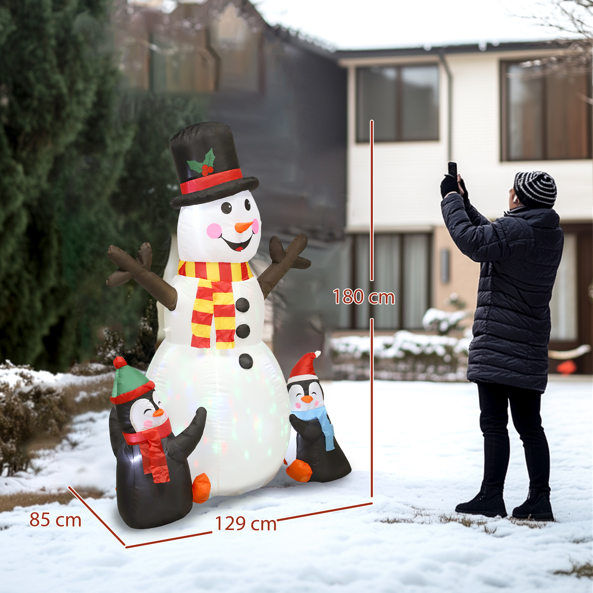 Bonhomme de neige et pingouins gonflables de noël de 6 pieds avec lumières LED – Image 5