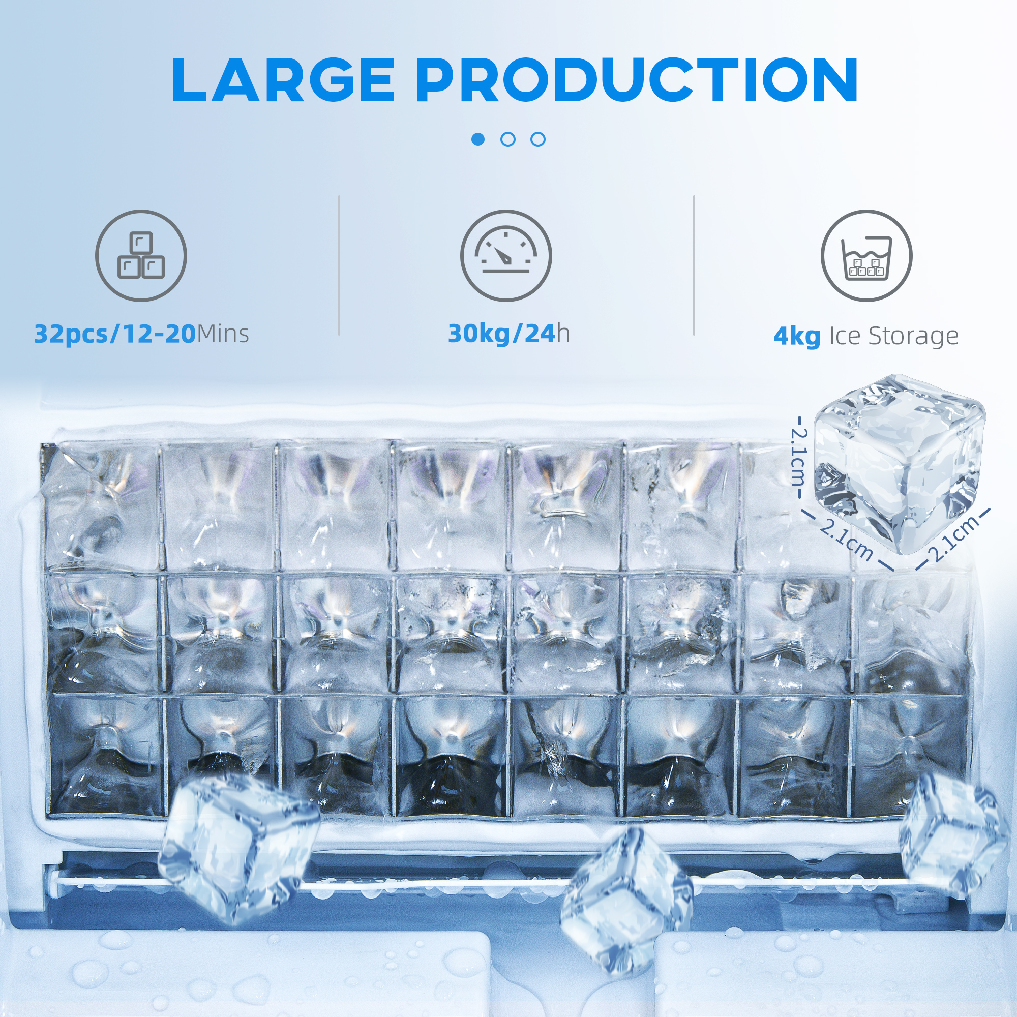 Commercial Ice Maker With 4kg Ice Storage - Black