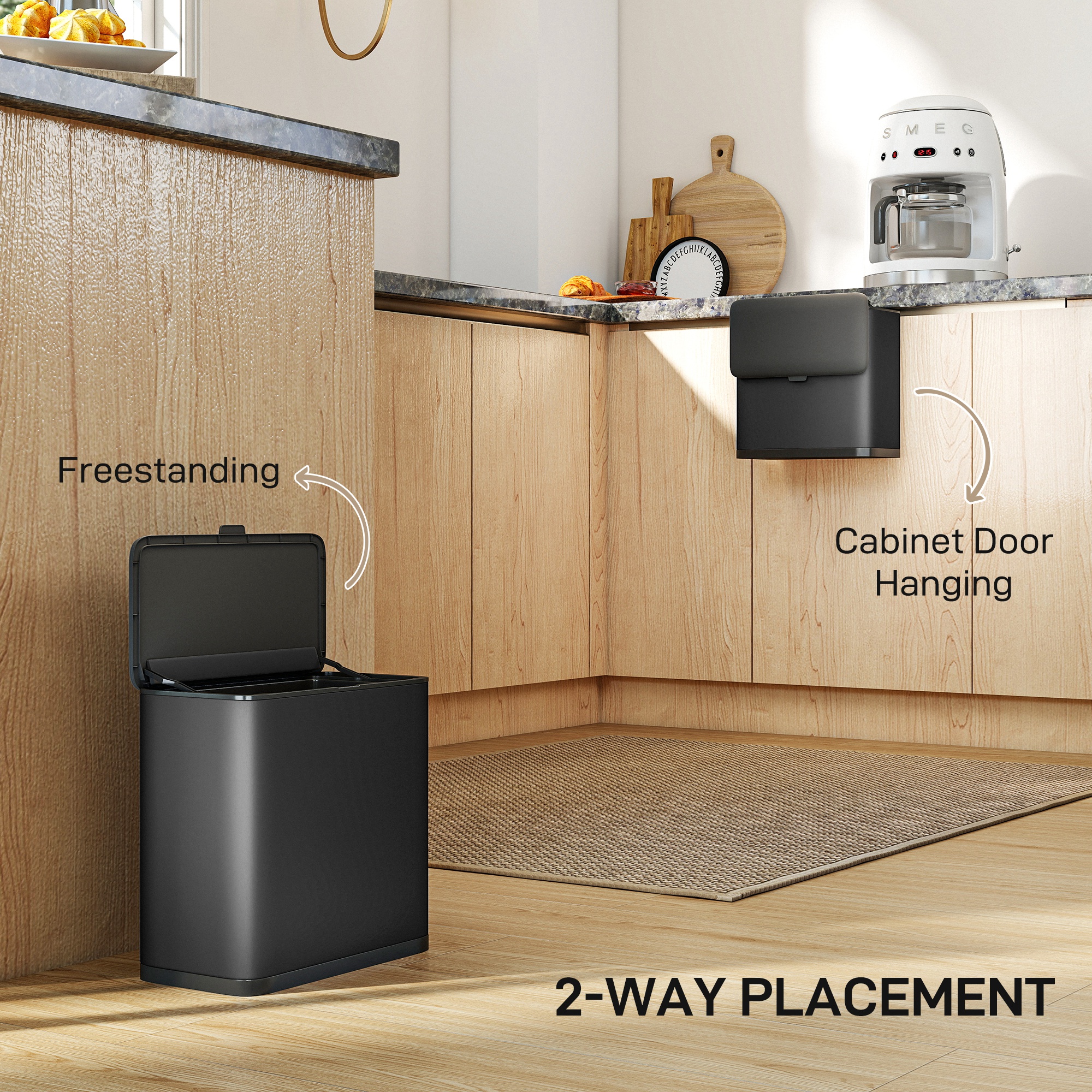 8l hanging kitchen bin, rubbish bin with lid and removable