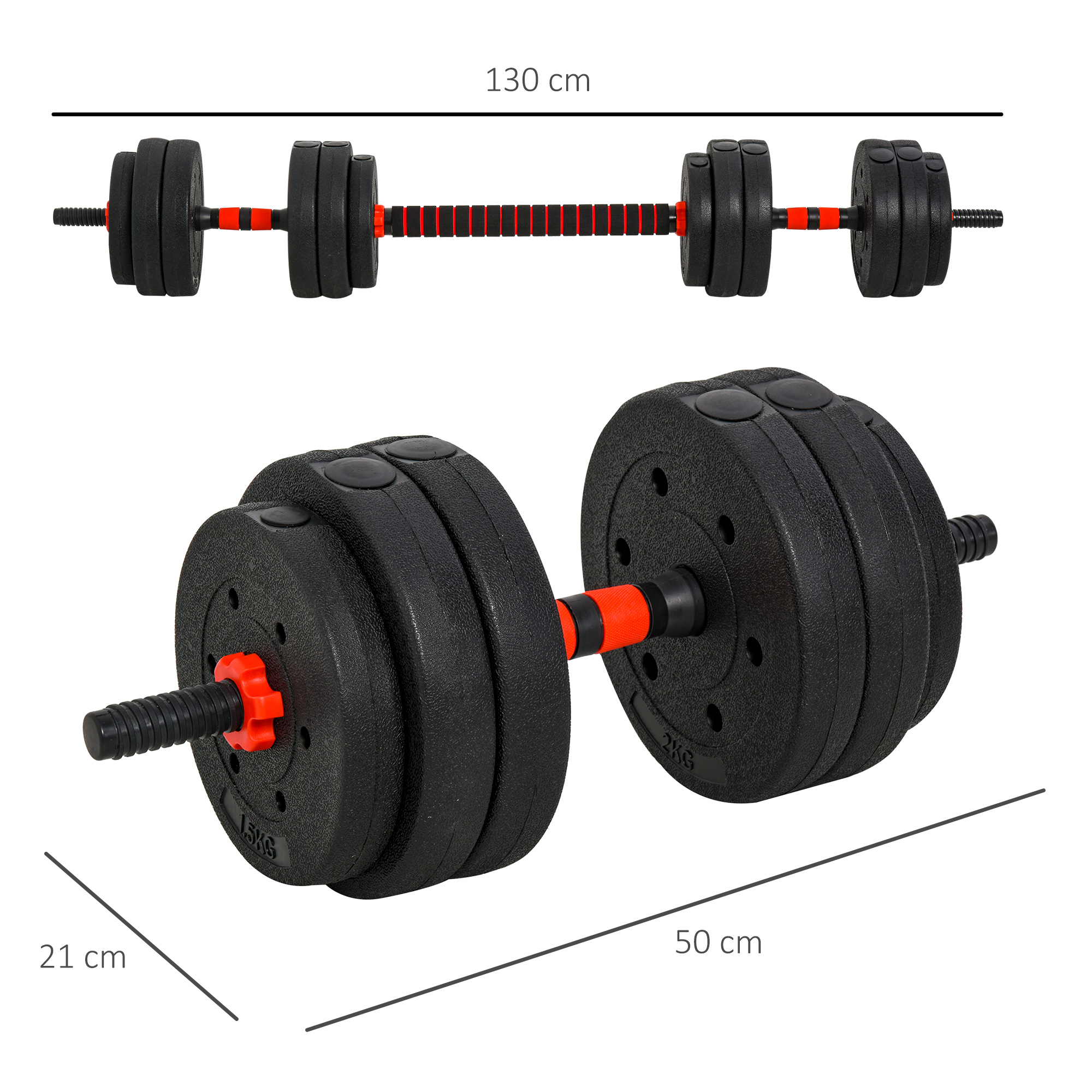Ensemble de poids d'haltères réglables 2 en 1 de 25 kg – Image 4