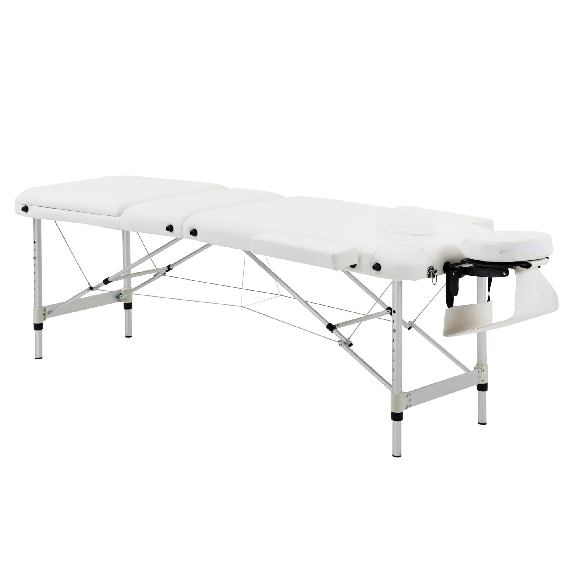 Foldable Massage Bed Portable Table, 3-Section Aluminium Foldable Beauty Couch, Professional Salon Spa Table With Headrest Support And Carry Bag, 81 Cm Width, White - Image 1