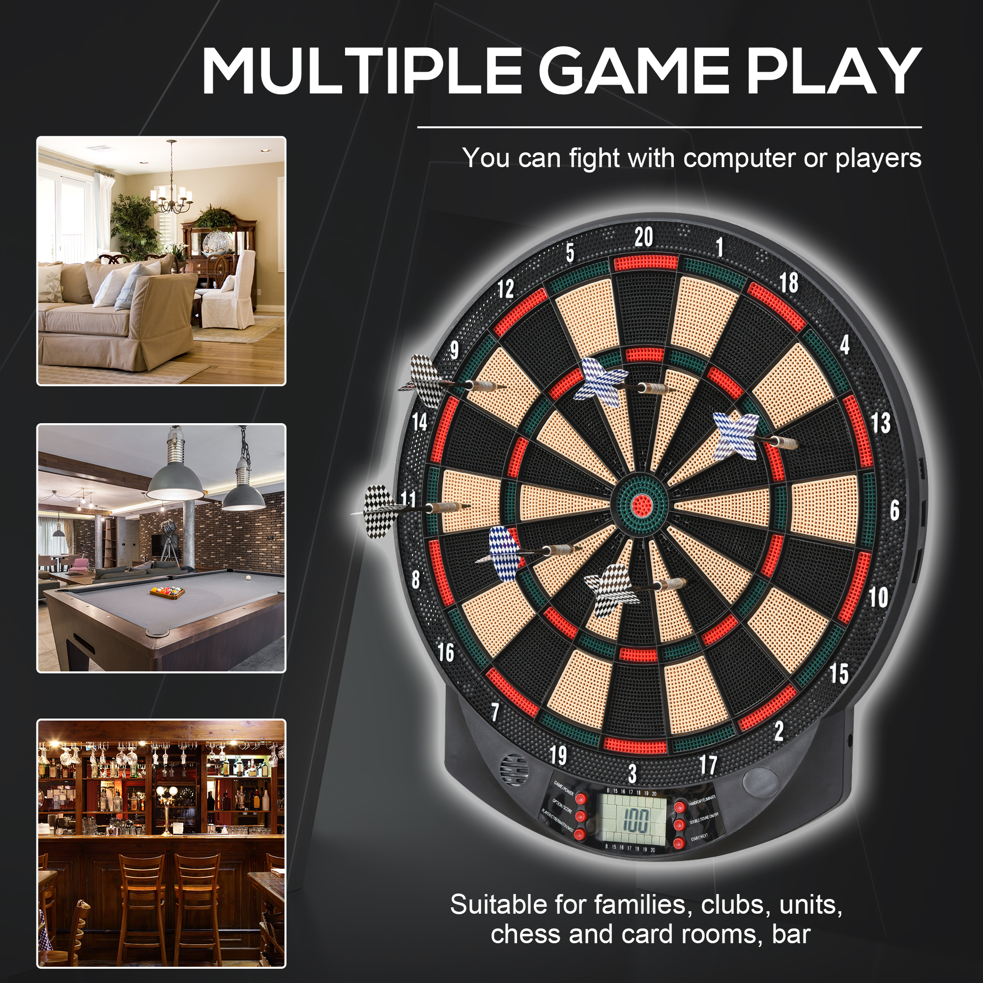 LCD Electronic Dartboard Set Features 26 Games W/ 185 Variations And Include 6 Darts Multi-Game Option Ready-to-Play 68141b77 Ba84 4b76 963c 82e6e680441f
