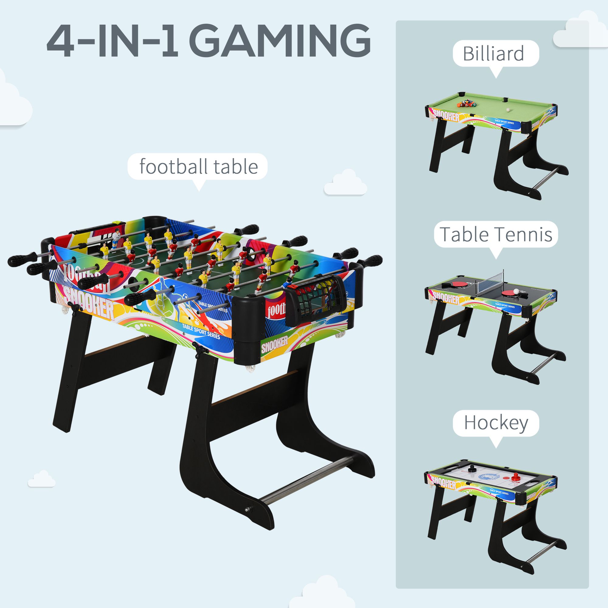 Folding Multi Gaming Table 4 In 1 Hockey, Football Table, Table Tennis, Billiards For Play Fun 5