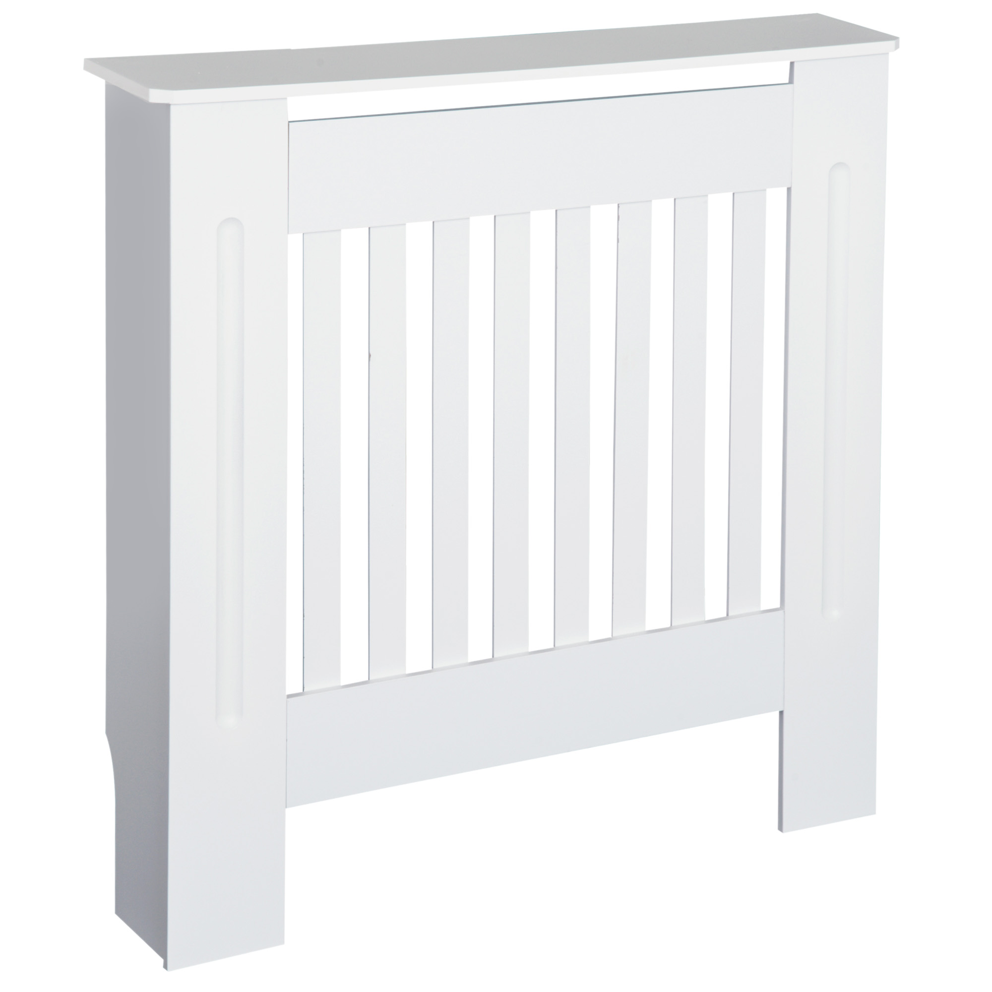 White slatted MDF radiator cover with shelf top, 78cm