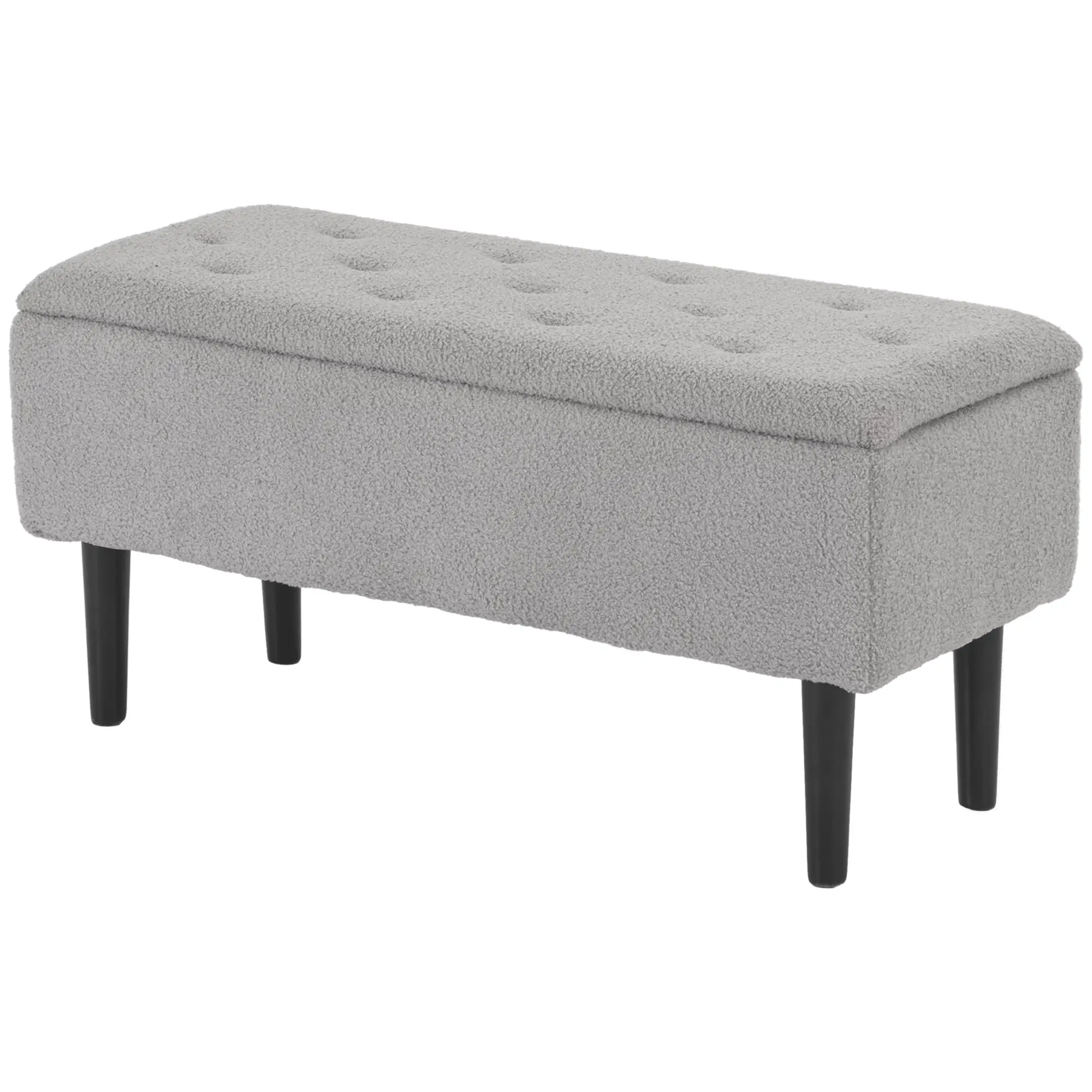 57L Storage Ottoman, End Of Bed Bench With Wooden Legs, Fabric Footstool For Living Room, Bedroom, 95 X 38 X 45cm, Grey
