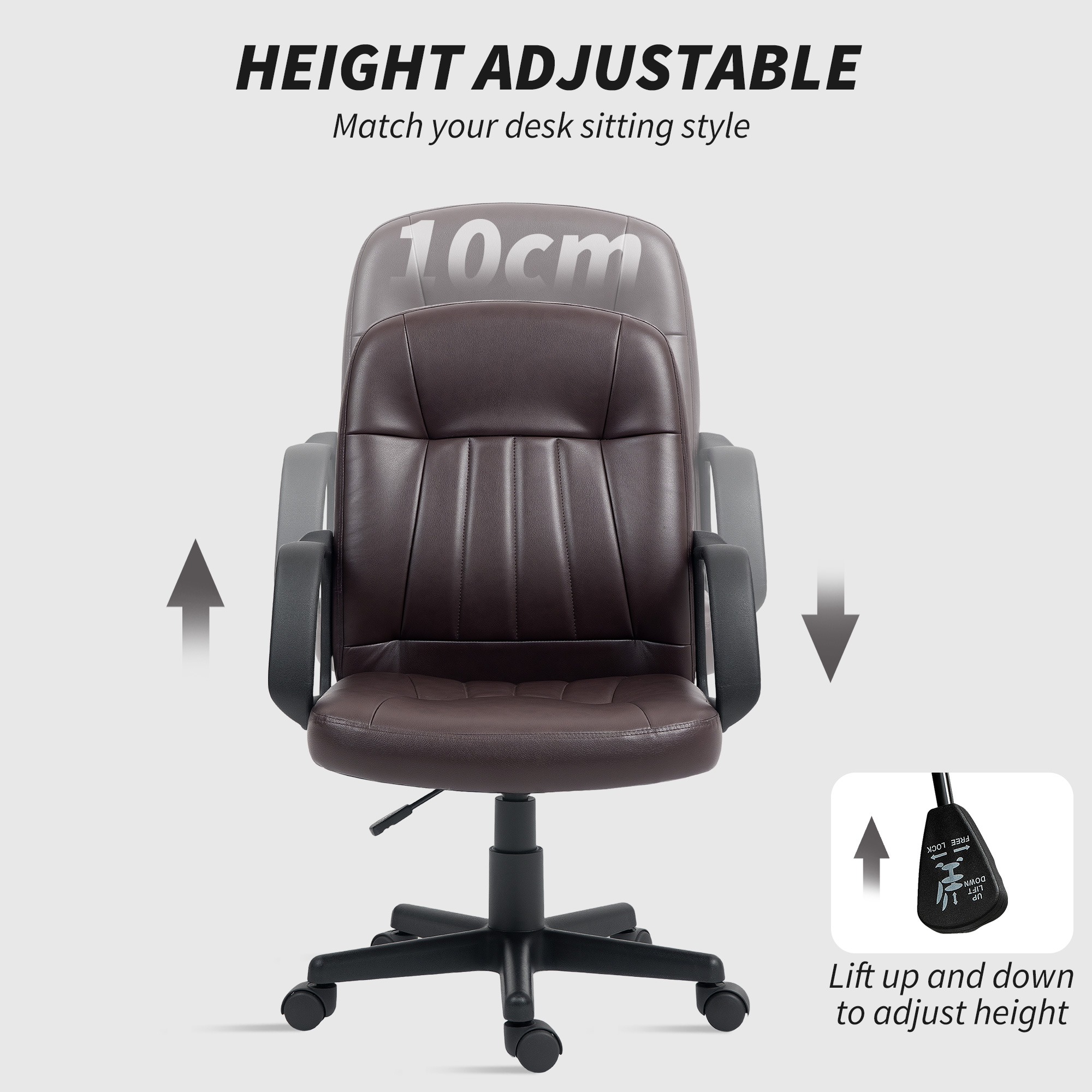 Swivel Executive Chair PU Leather Computer Desk Chair, Dark