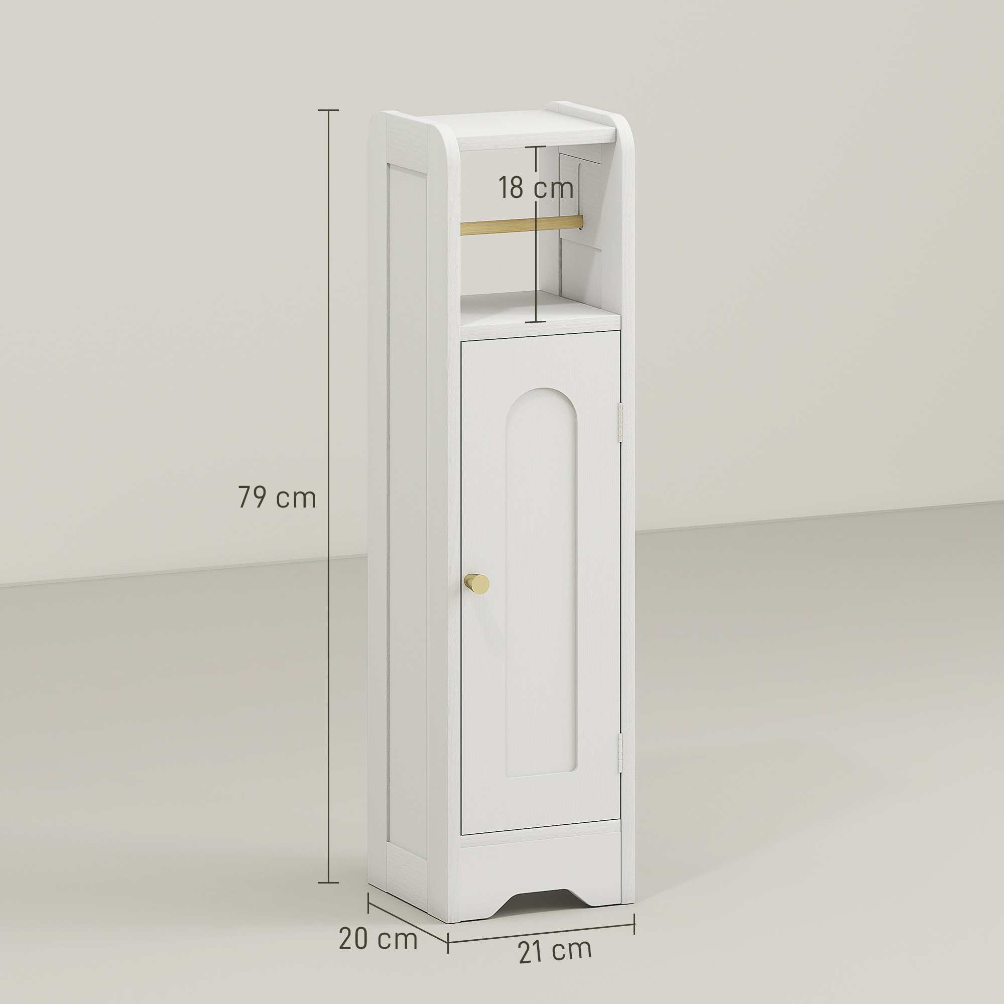 Small Bathroom Storage Cabinet With Toilet Roll Holder - White — image 5