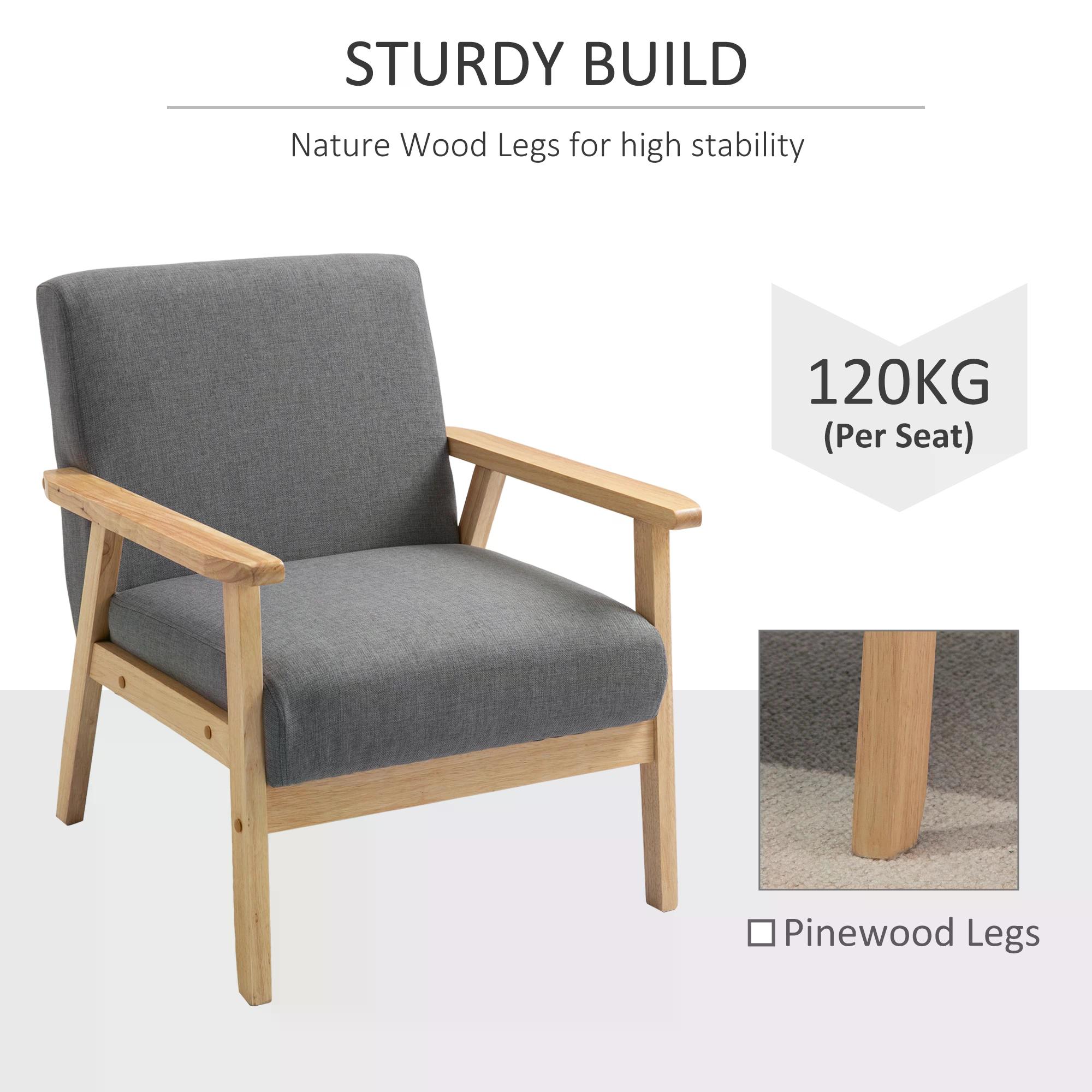 Minimalistic Wooden Frame Accent Chair, With Padded Seat — image 4