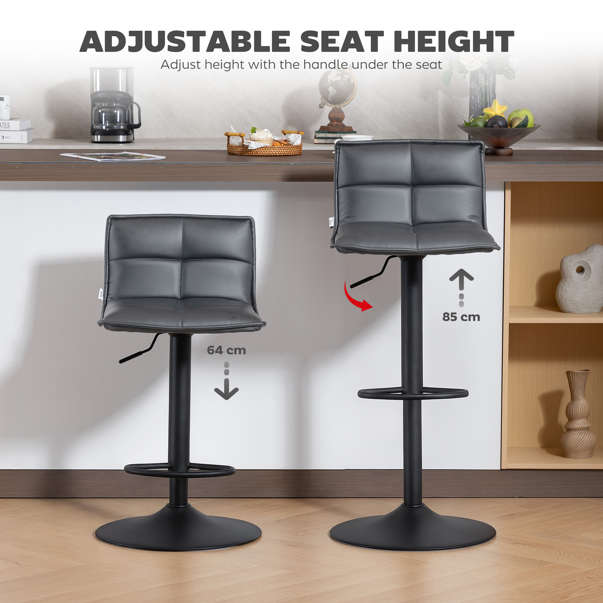 Transform Your Kitchen with Modern Dark Grey Swivel Bar Stools