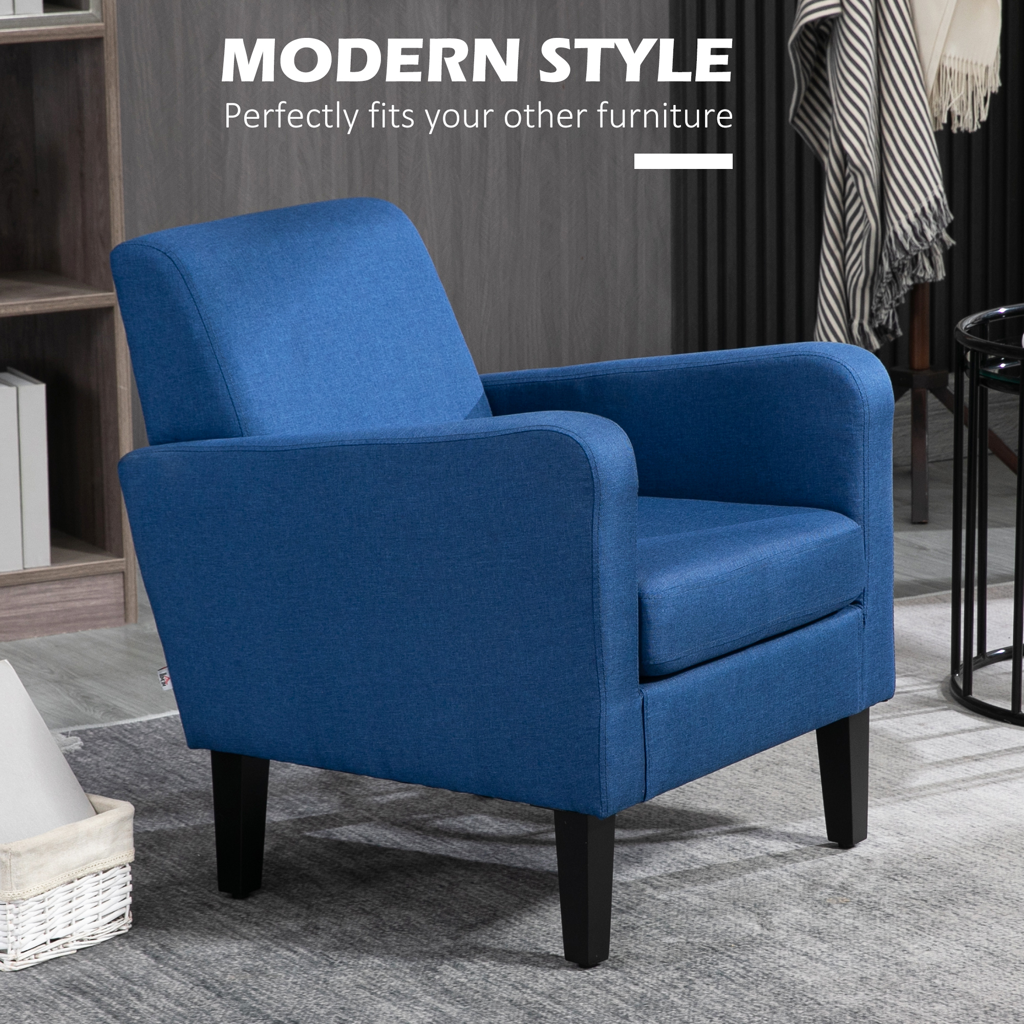 Transform Your Space with this Blue Linen-Look Armchair