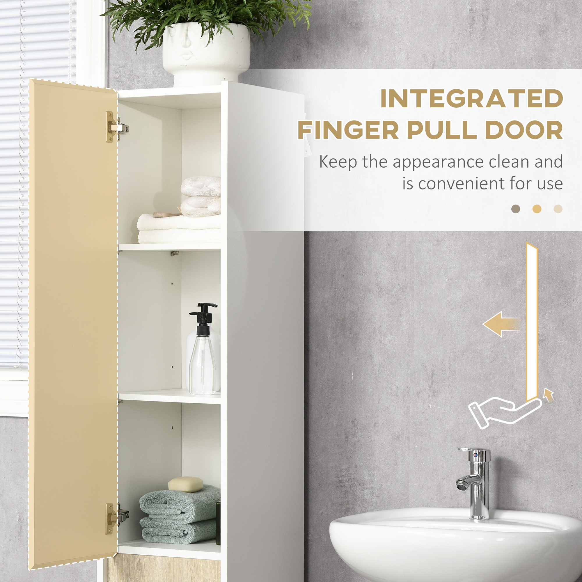 Kleankin tall bathroom cabinet with adjustable shelves,