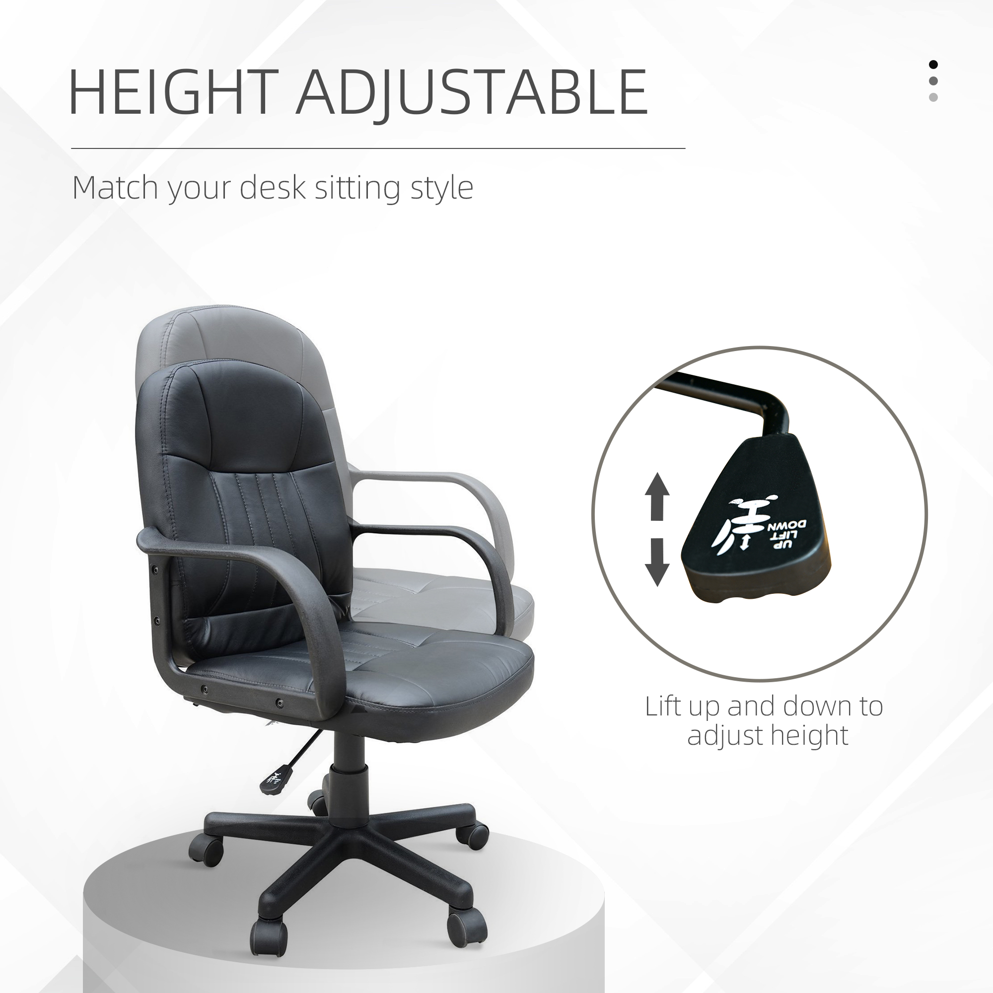 Swivel Executive Office Chair, PU Leather Computer Desk