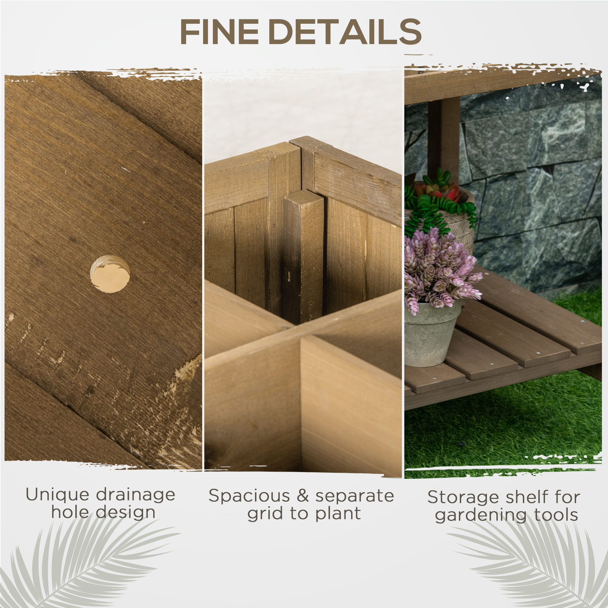 Wooden Herb Planter Raised Bed Container Garden Plant Stand Bed 8 Boxes 110L X 46W X 76Hcm Brown 800b477b 6331 44bc 84a5 1a4d591bc344