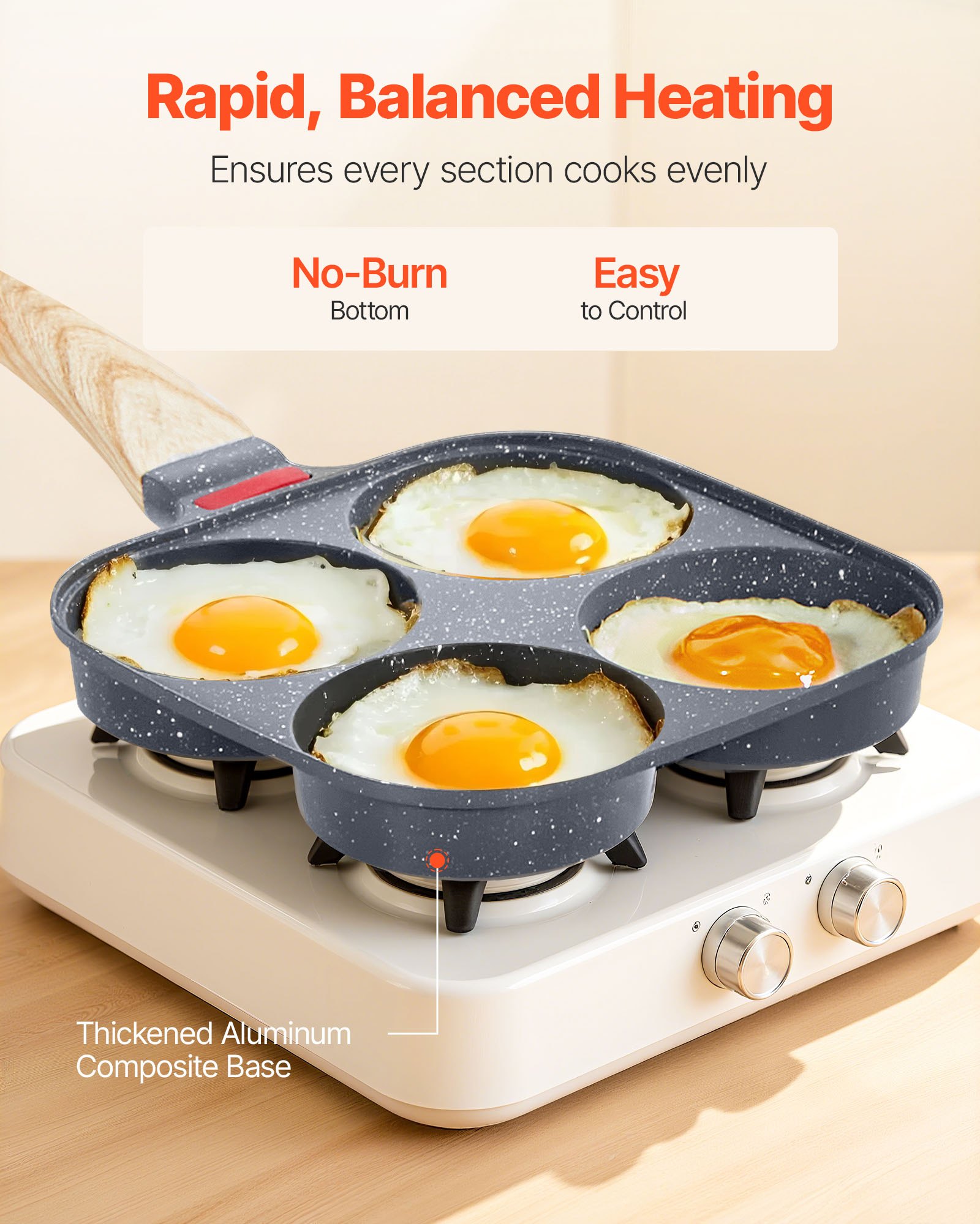 Egg Pan, 4-Cup Nonstick Egg Frying Pan, Aluminum Breakfast Omelette Skillet For Pancakes, Hamburgers, Sandwiches,… - 4