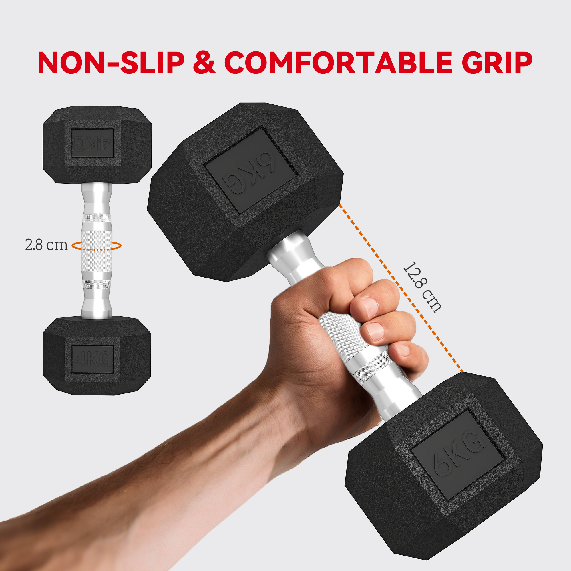SPORTNOW ensemble d'haltères hexagonaux avec support de rangement de poids – Image 3