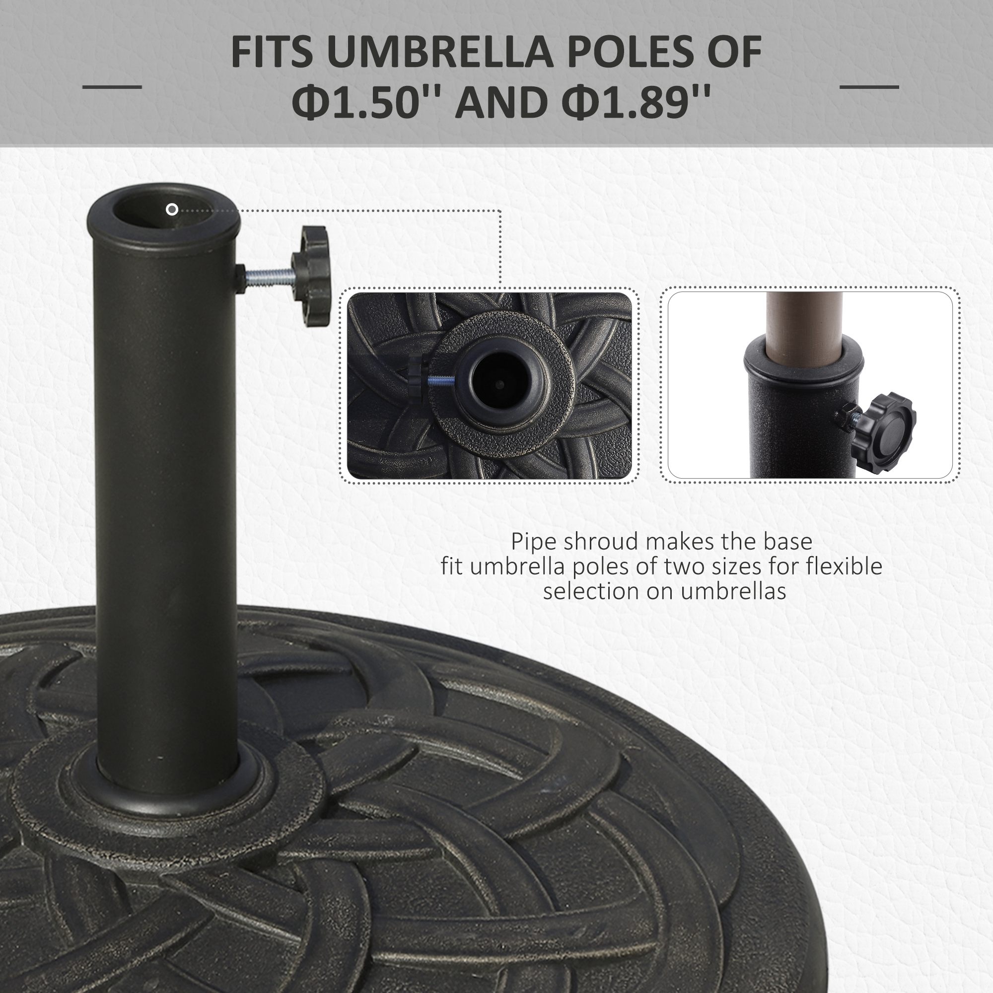 22" 42 lbs Round Resin Umbrella Base Stand Market Parasol Holder with Beautiful Decorative Pattern & Easy… image 5