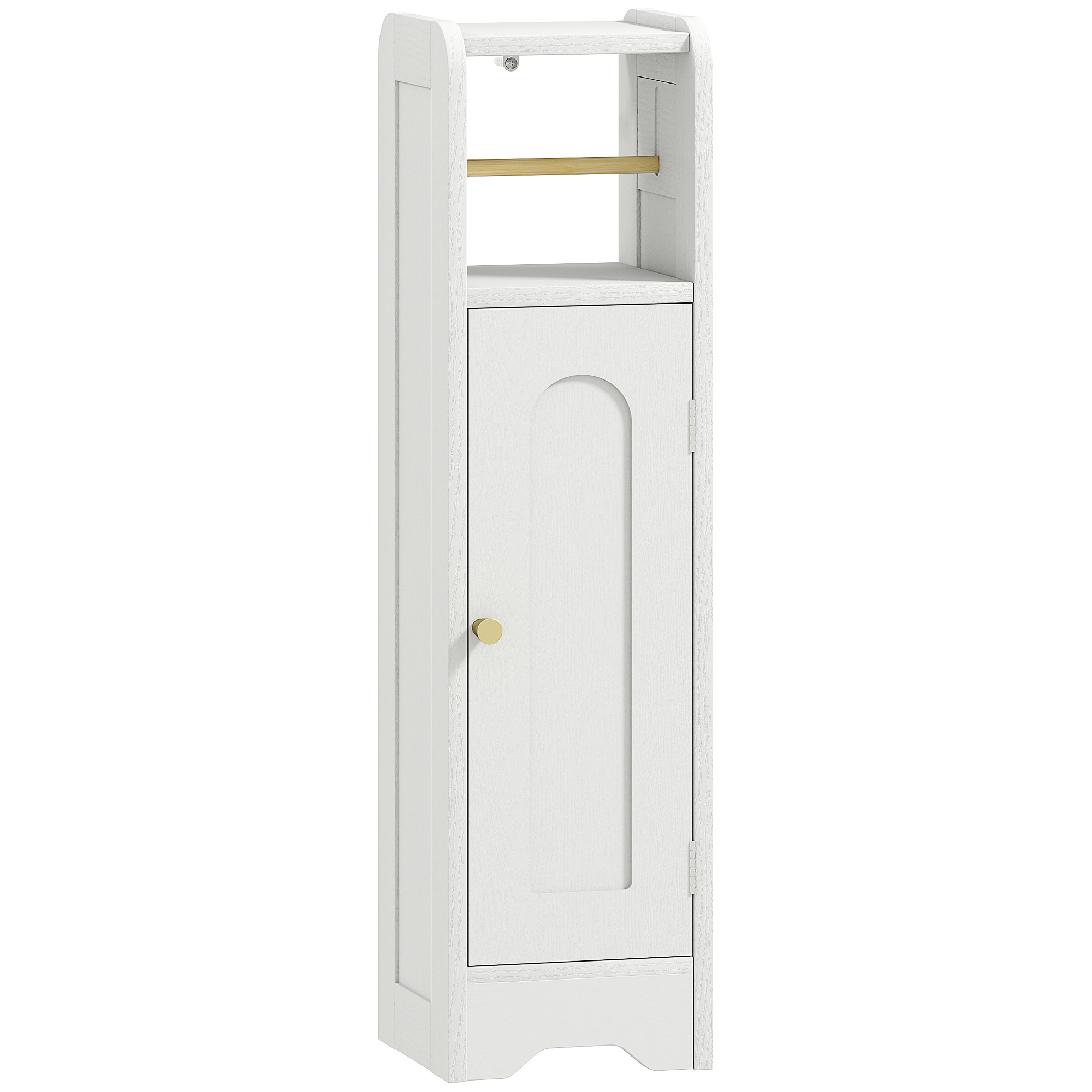 Small Bathroom Storage Cabinet With Toilet Roll Holder - White — image 3