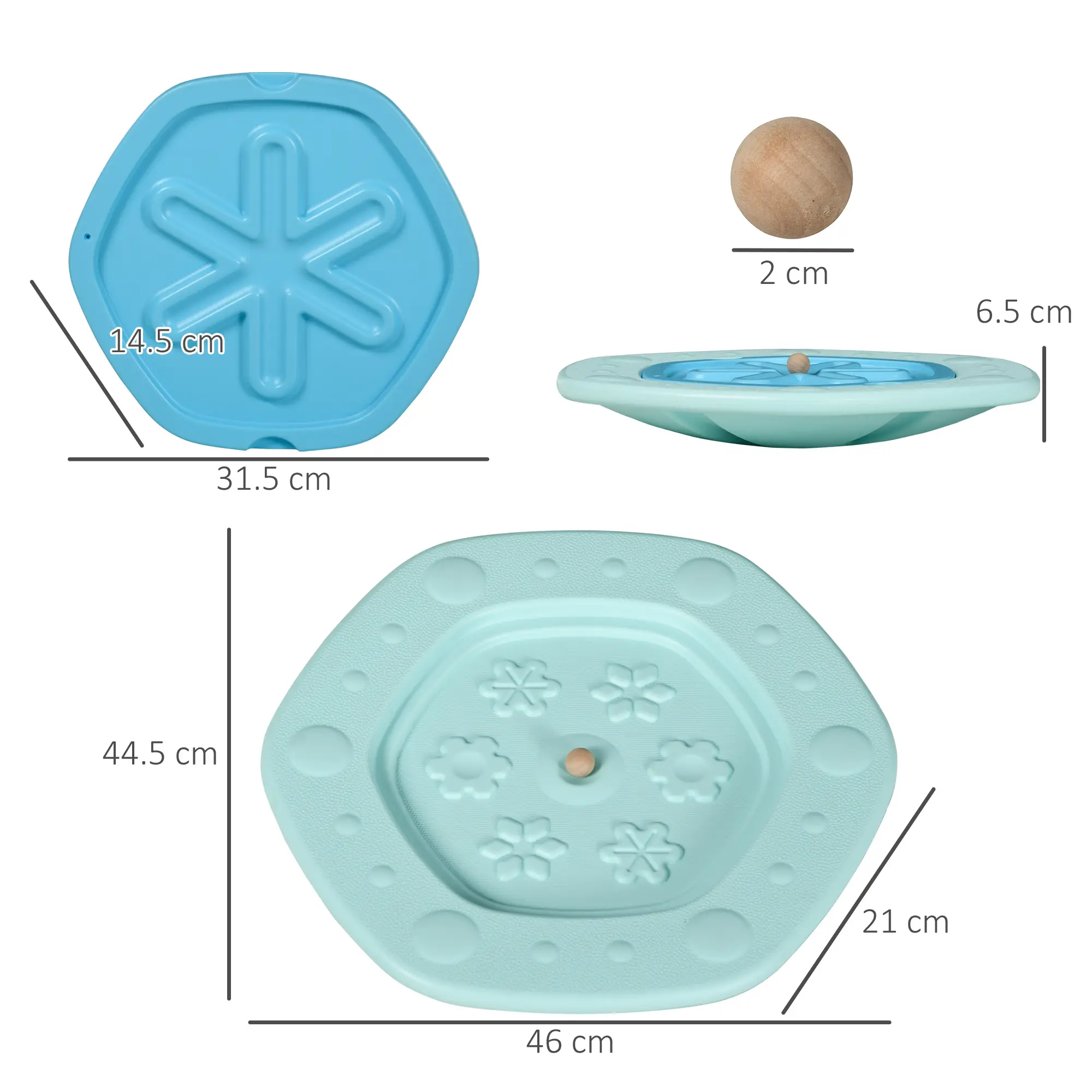 ZONEKIZ Two-In-One Balance Board, Kids Wobble Board With Ball - Blue