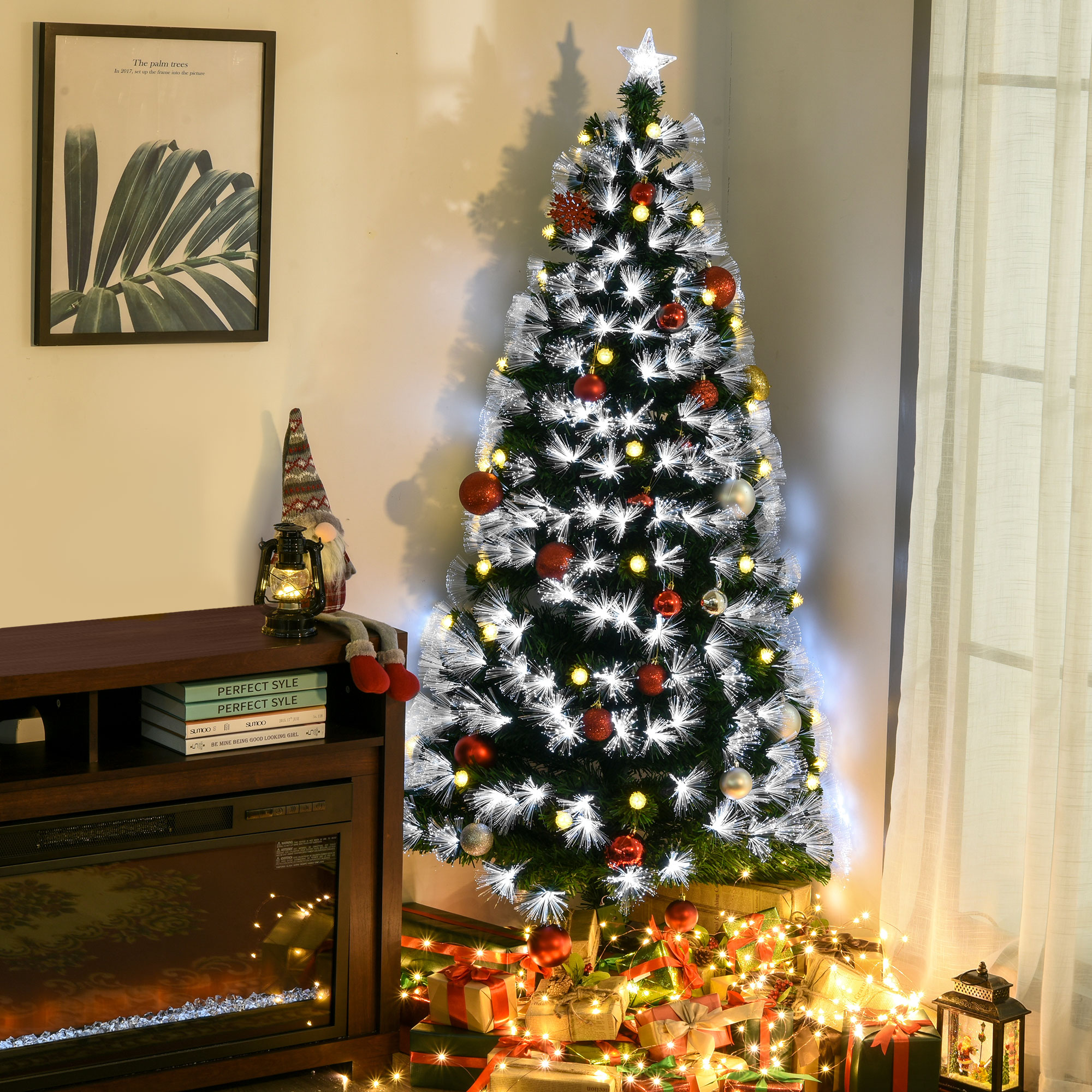 6ft White Light Artificial Christmas Tree W/ 230 LEDs Star