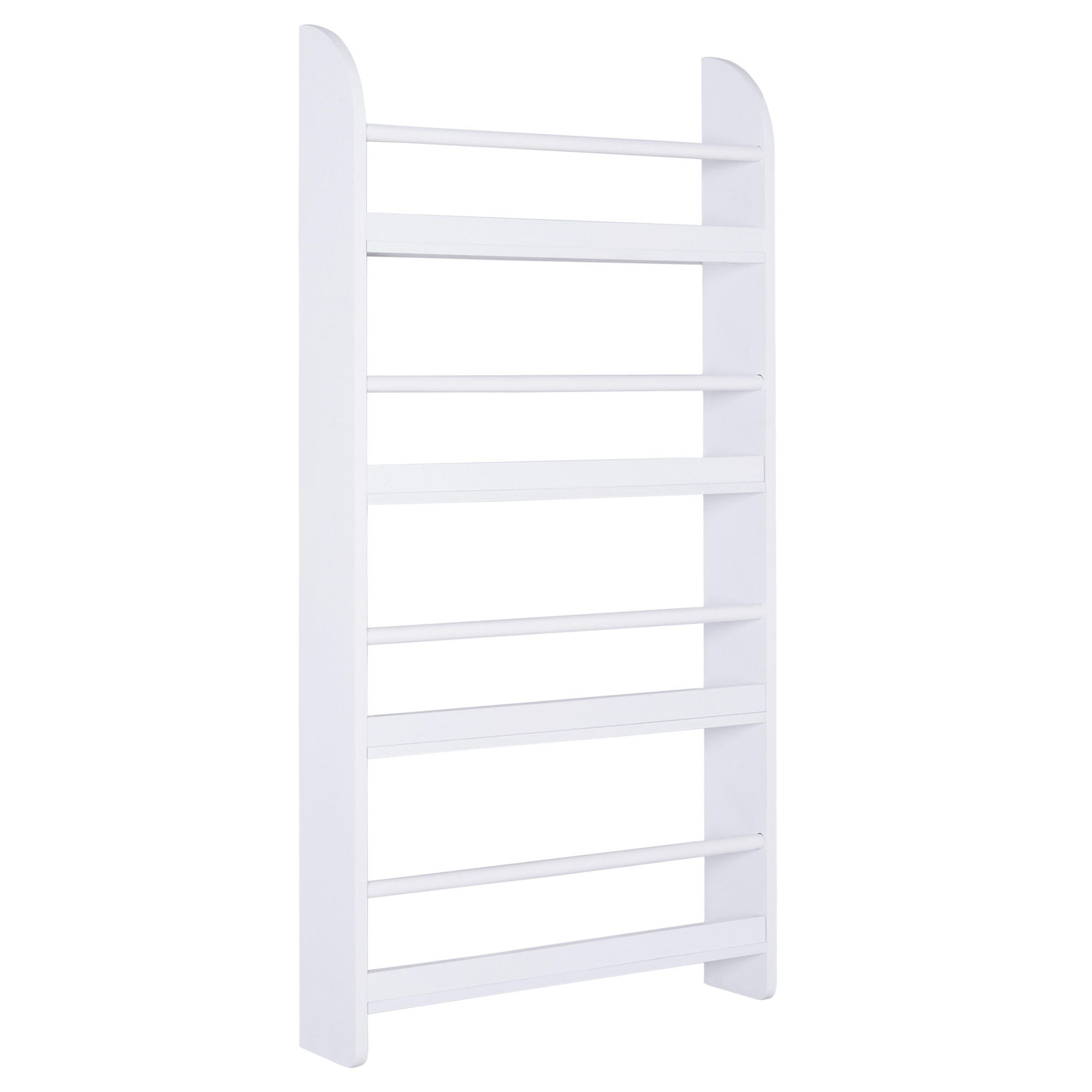 Bookcase, 4 Tier Wall Mounted Bookshelf, 15cm Depth Storage Shelving Rack For Bedroom Nursery Office Home, Accessories Supplies, White - Image 1