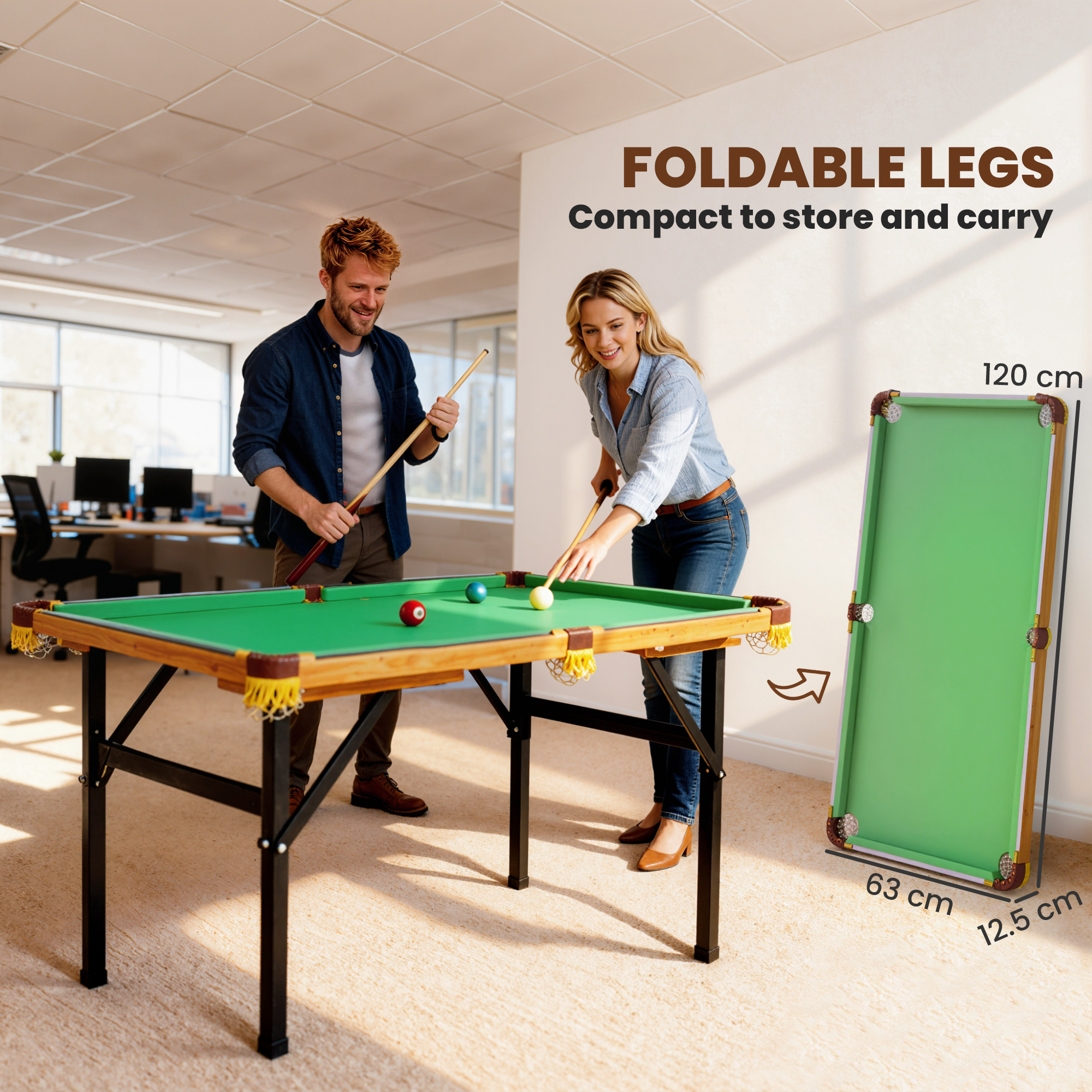 SPORTNOW 4FT Mini Folding Pool Billiards Table (Green)