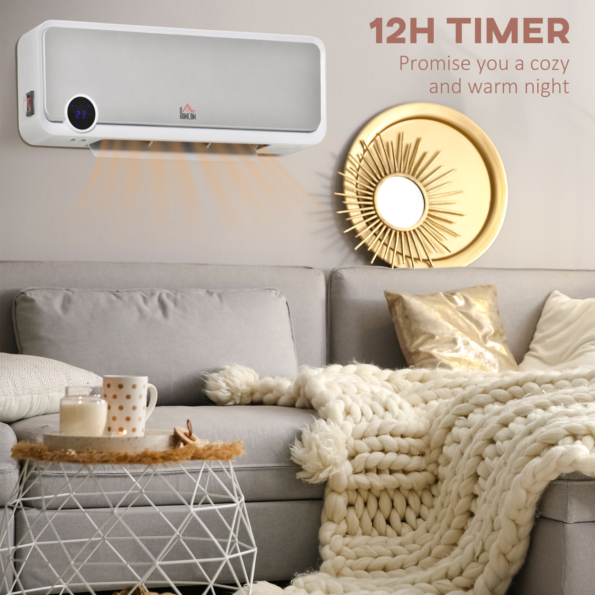 Wall Downflow Heater 2 Heat And Fan1000W2000W, Electric Space With Timer Remote — image 4