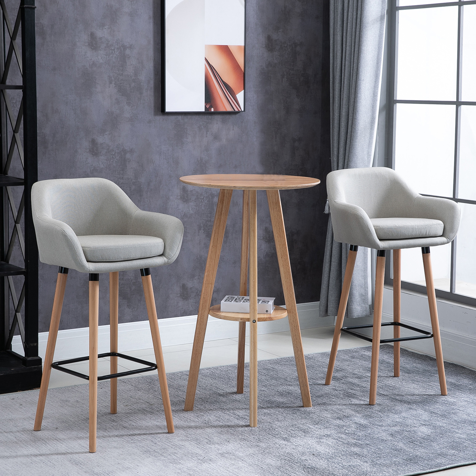 Premium Beige Linen Bar Stools for Effortless Elegance