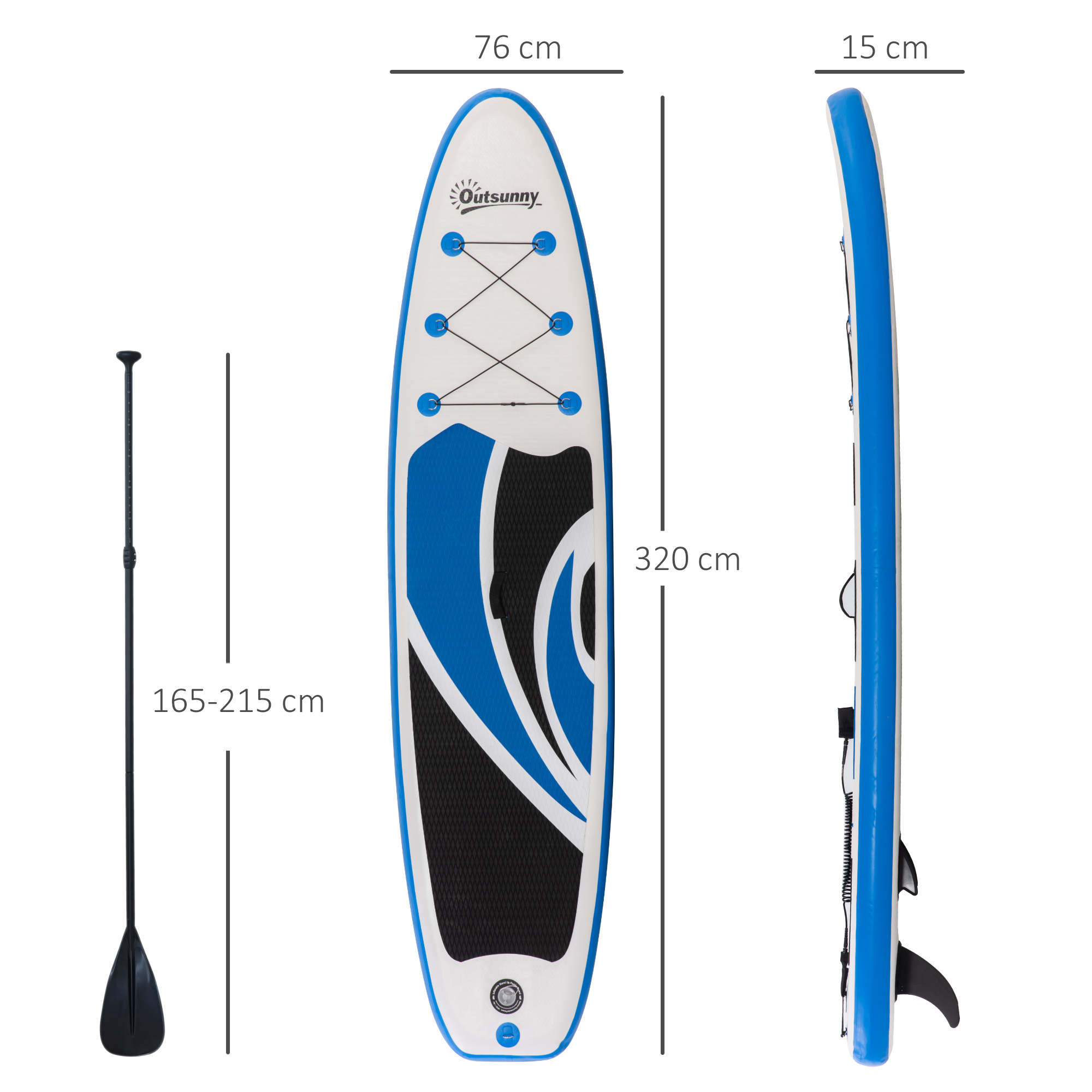 10.6' X 32" X 6" Inflatable Stand Up Paddle Board, Non-Slip & Ultra-Light Deck With ISUP Accessories, Adj Paddle, Pump, Backpack Bag, And Three Bottom Fins, For Youth Adults Beginner