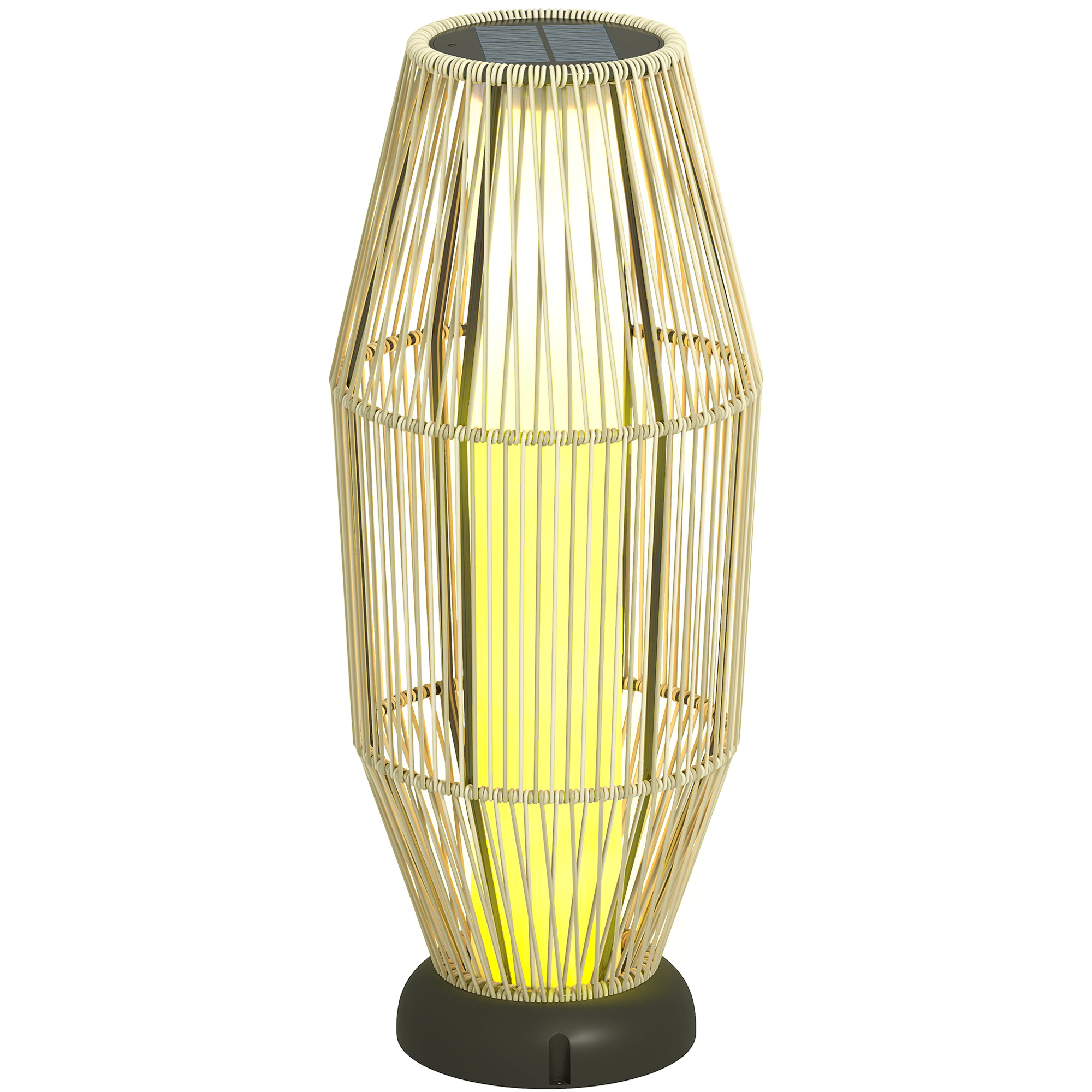 Garden Rattan Lamp, 72 Cm Tall Solar Rattan Floor Lamp, Solar Garden Light With Auto On/Off LED, IP44 For Outdoor, Porch, Pathway, Terrace, Grey - Image 1